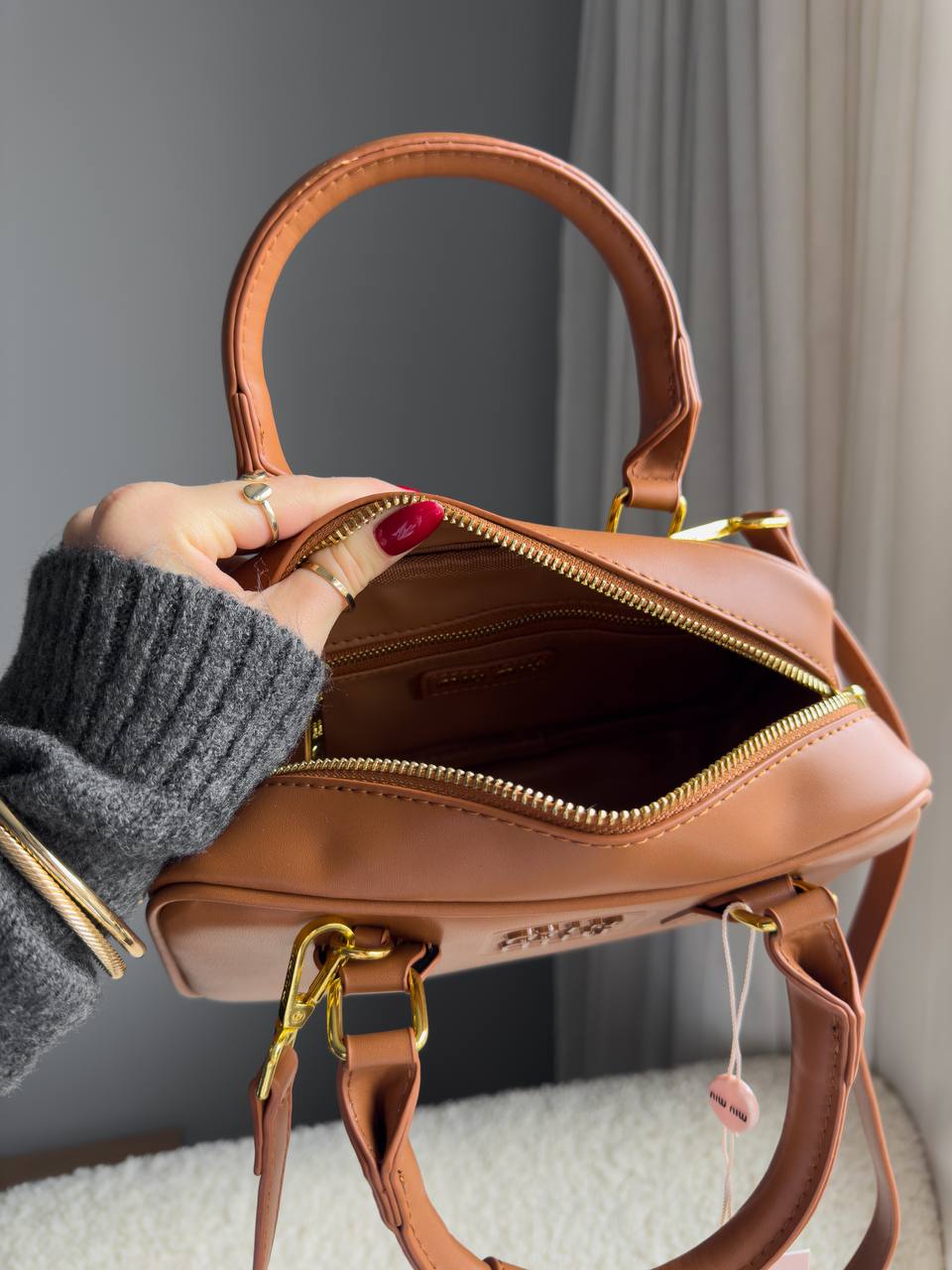 Miu Miu Arcadie Leather Bag Brown - 21