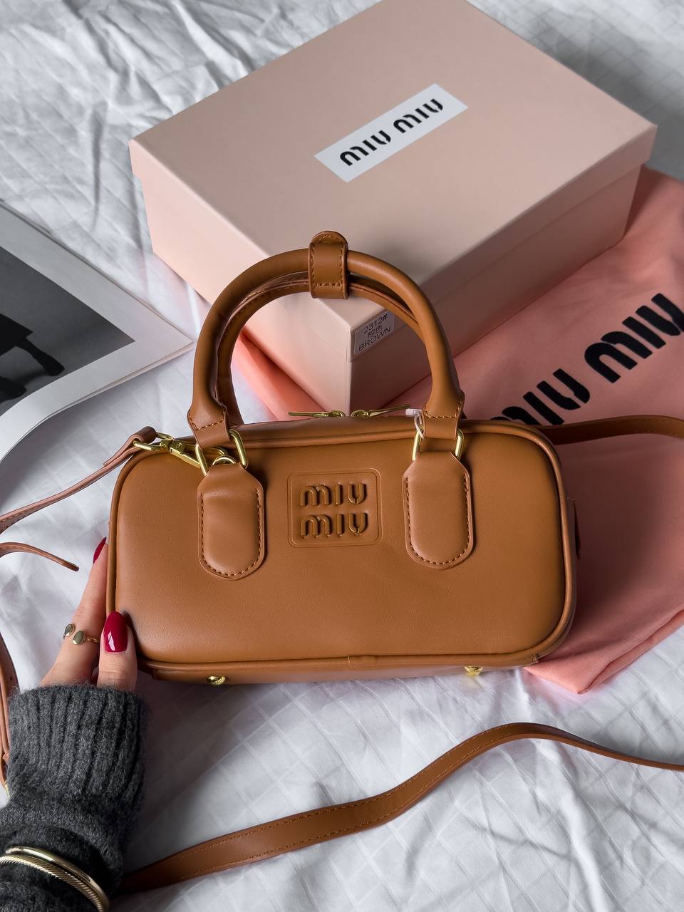 Miu Miu Arcadie Leather Bag Brown - 8