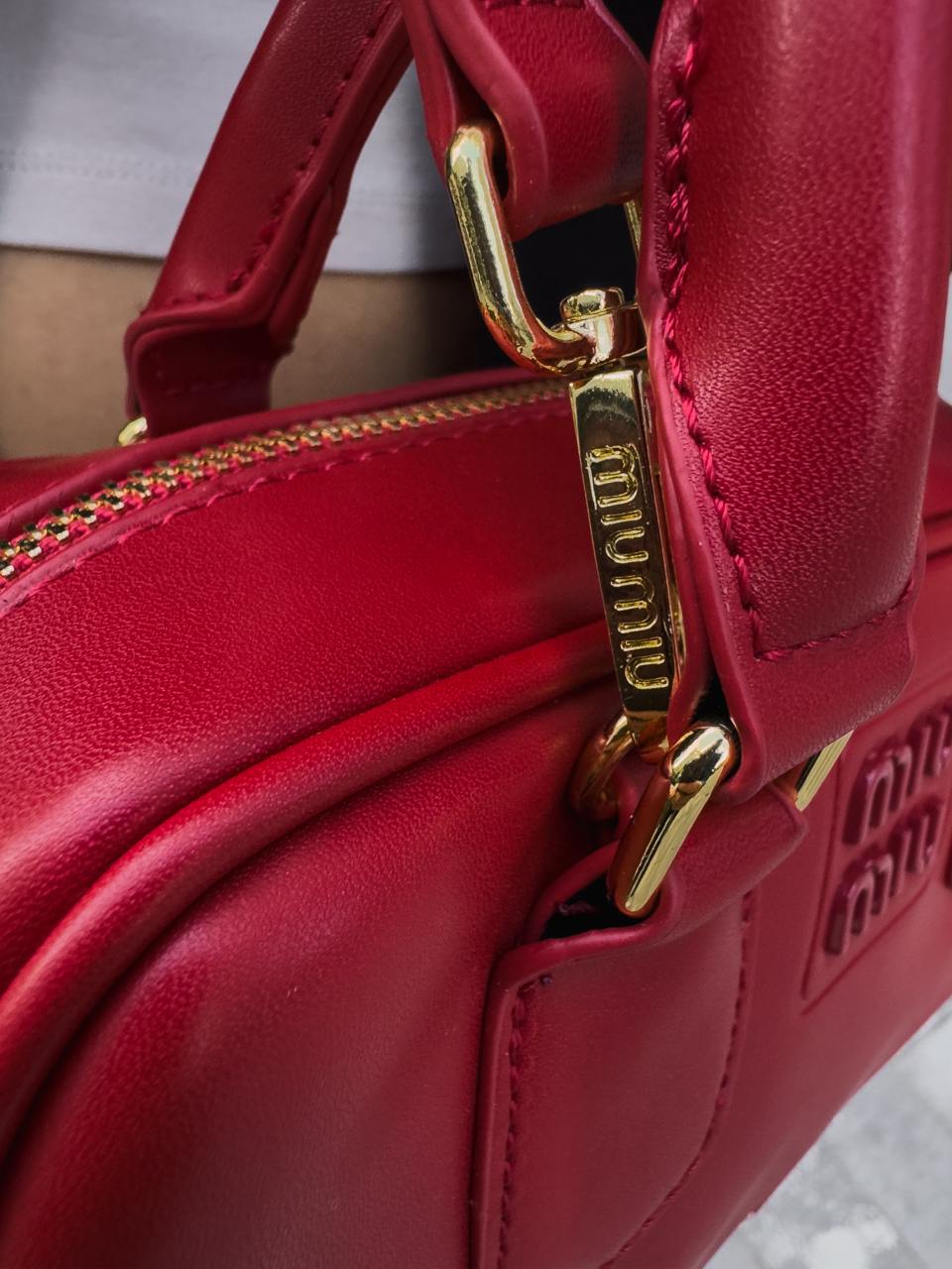 Miu Miu Arcadie Leather Bag Burgundy - 18