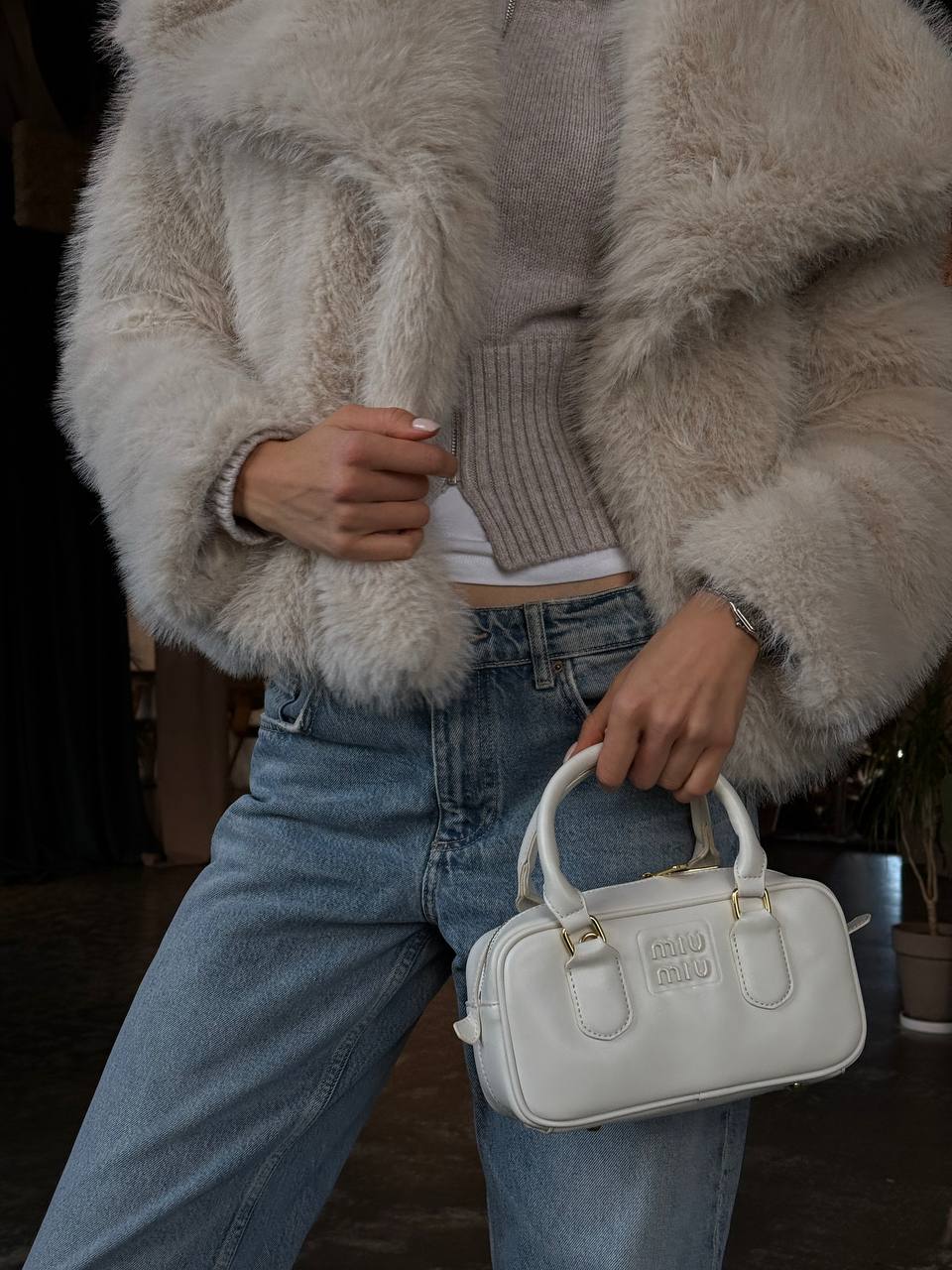 Miu Miu Arcadie Leather Bag White - 4