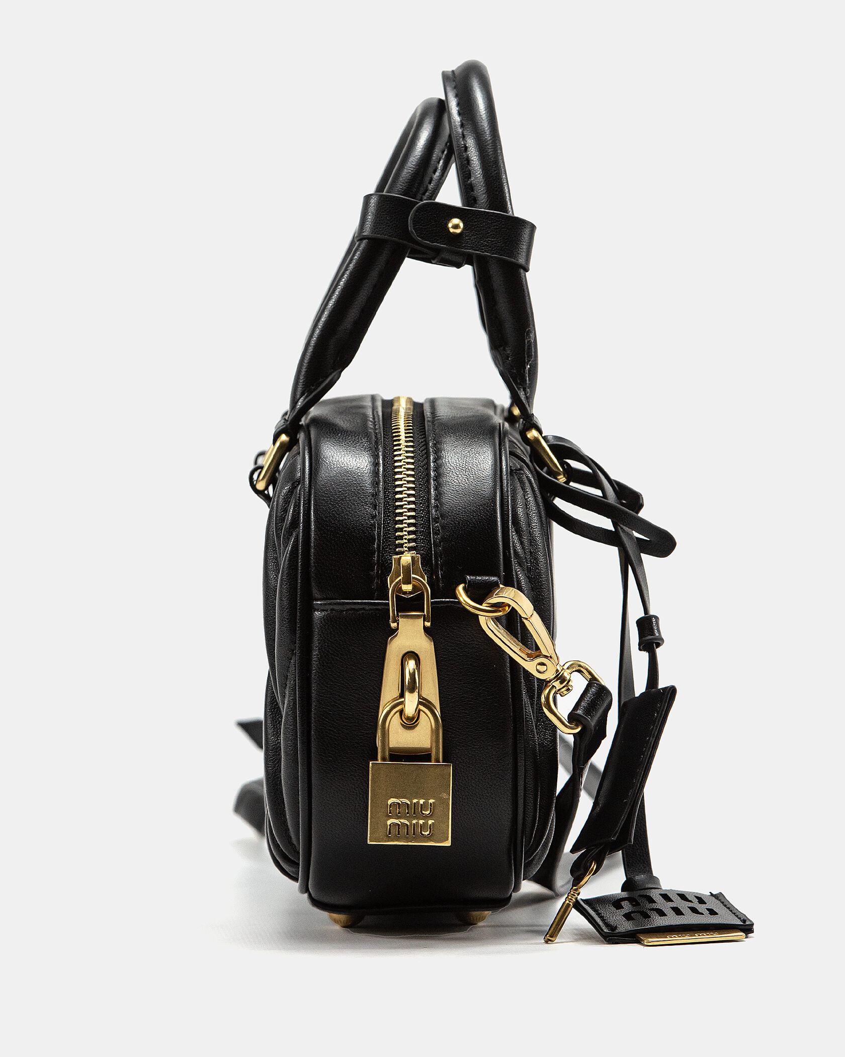 Miu Miu Arcadie Matelassé Nappa Leather Bag Black - 7