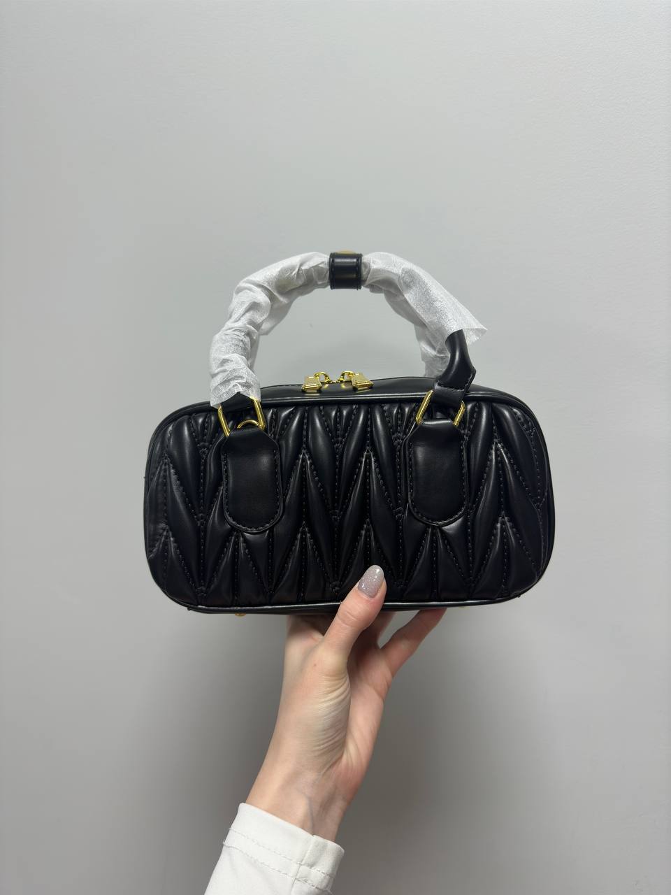 Miu Miu Arcadie Matelassé Nappa Leather Bag Black - 4