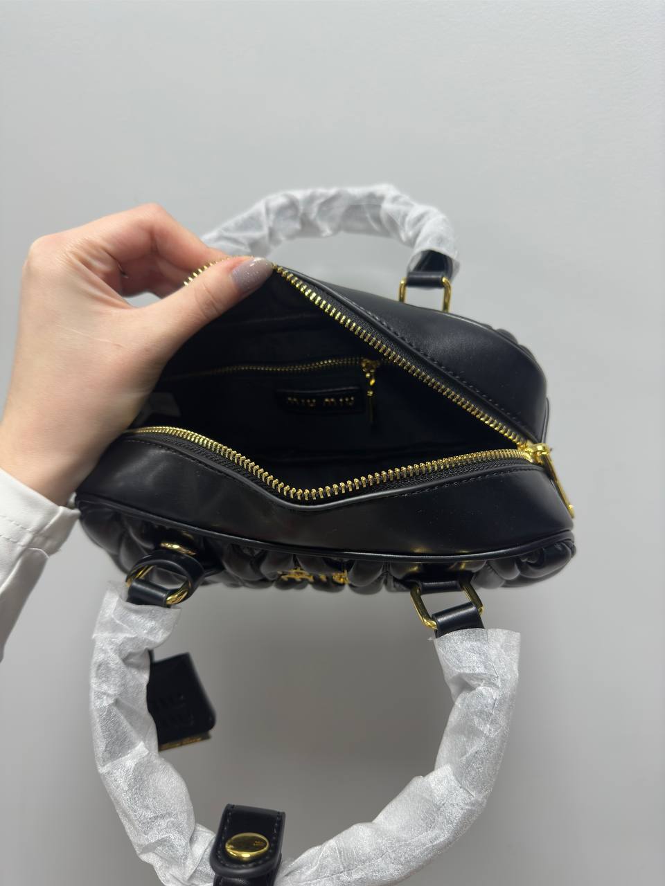 Miu Miu Arcadie Matelassé Nappa Leather Bag Black - 6