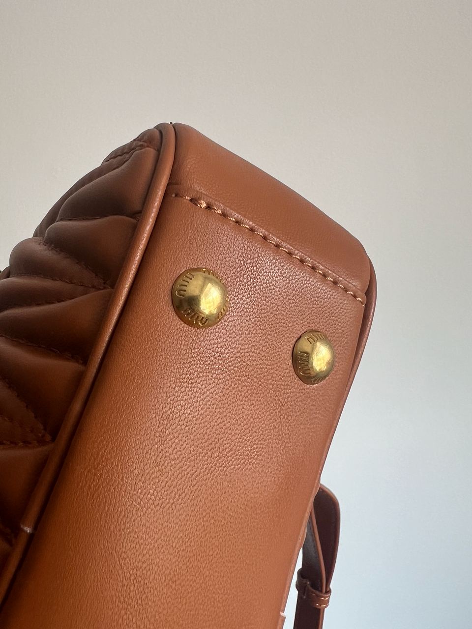 Miu Miu Arcadie Matelassé Nappa Leather Bag Brown - 10