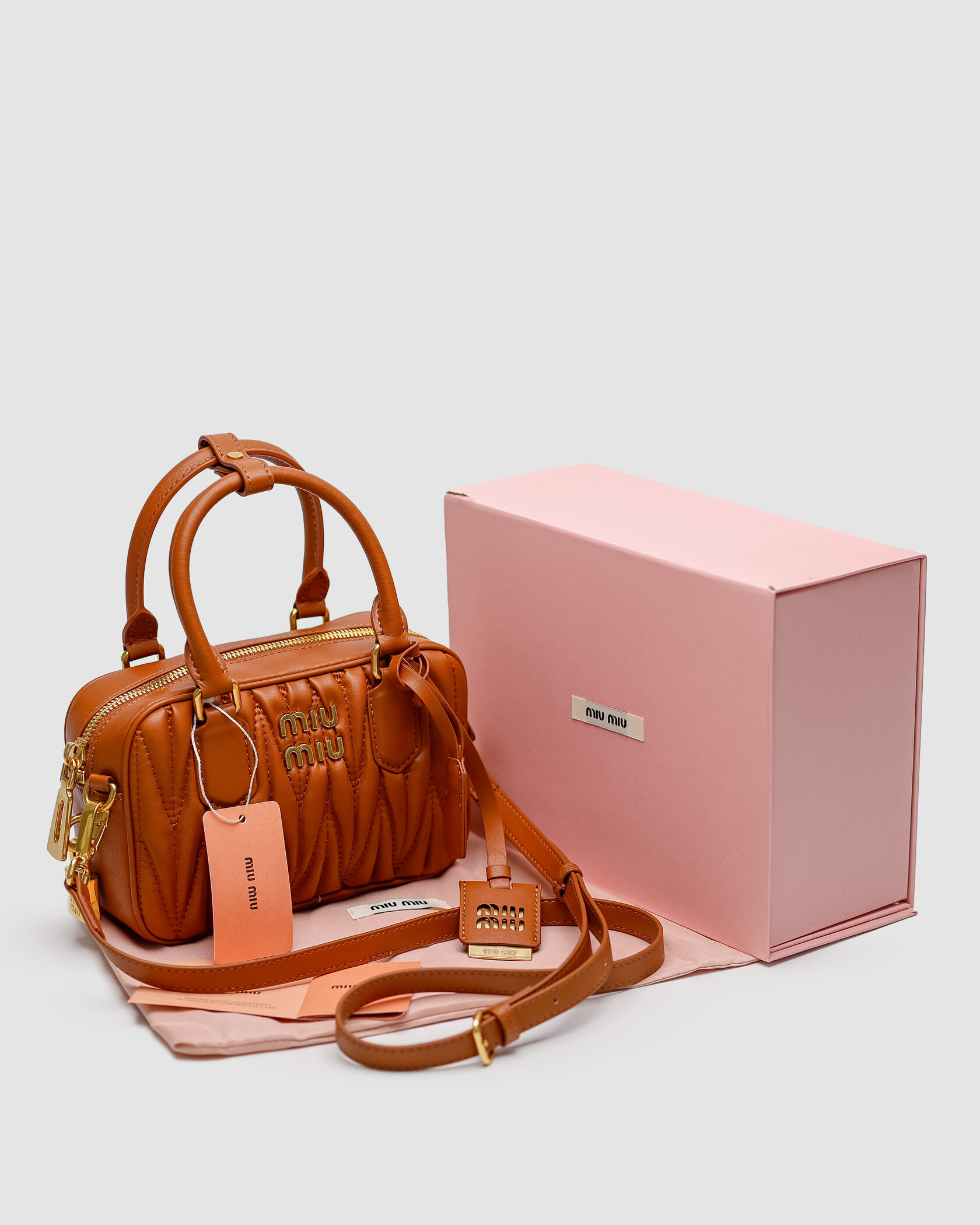 Miu Miu Arcadie Matelassé Nappa Leather Bag Brown - 2