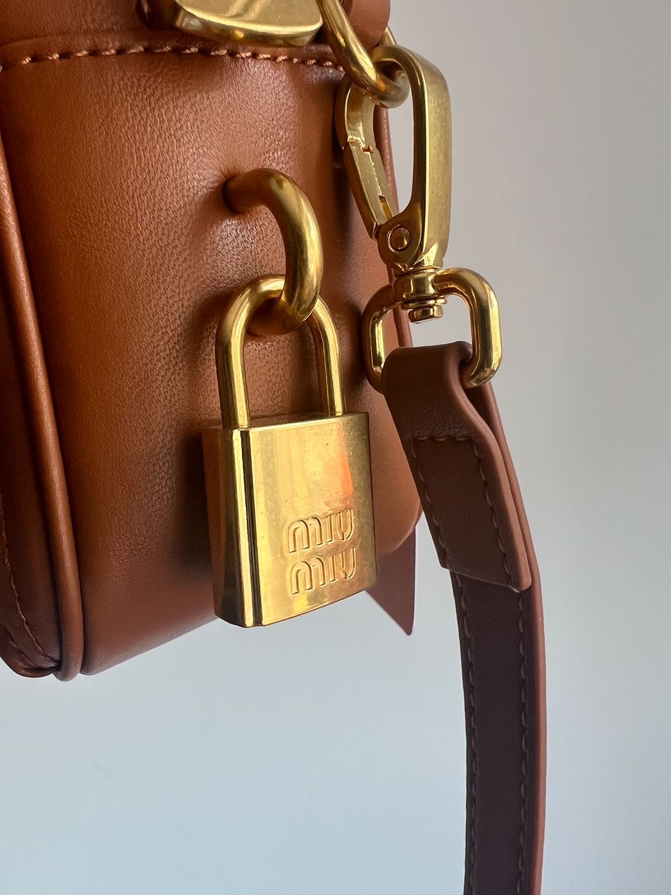 Miu Miu Arcadie Matelassé Nappa Leather Bag Brown - 8