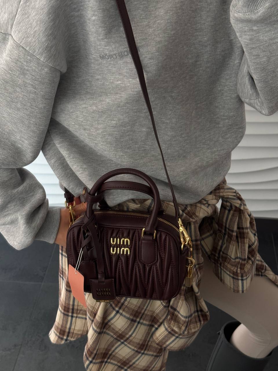 Miu Miu Arcadie Matelassé Nappa Leather Bag Burgundy - 3