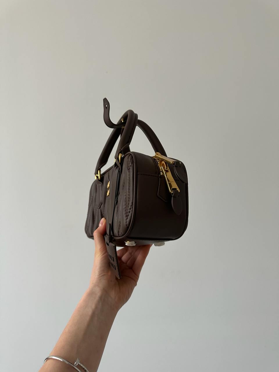 Miu Miu Arcadie Matelassé Nappa Leather Bag Chocolate - 10