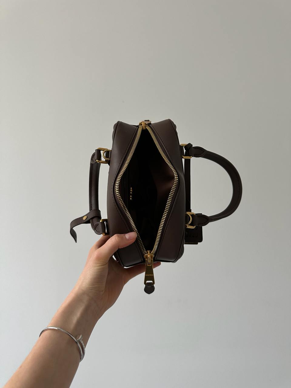 Miu Miu Arcadie Matelassé Nappa Leather Bag Chocolate - 12