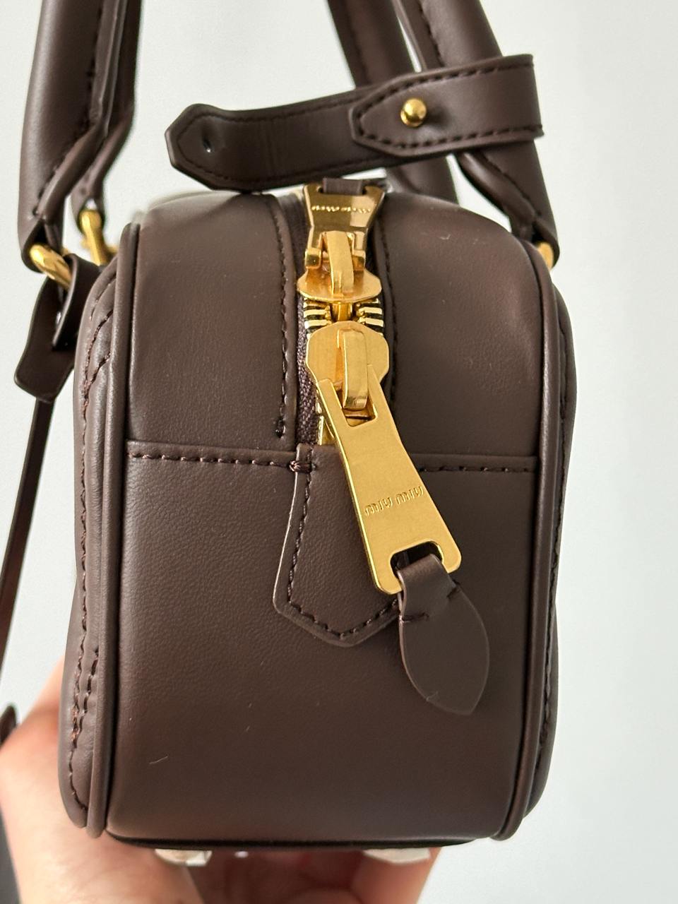 Miu Miu Arcadie Matelassé Nappa Leather Bag Chocolate - 9