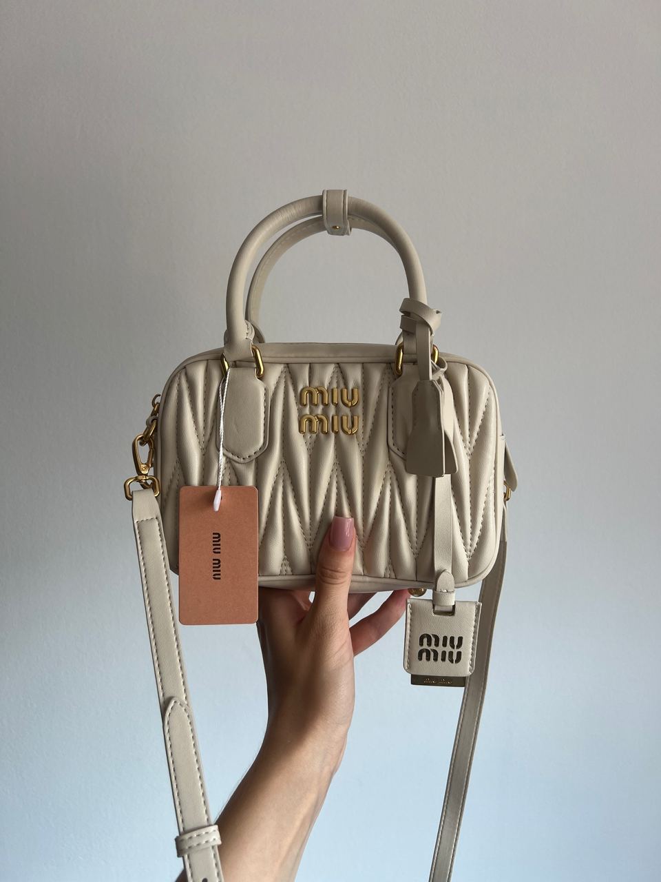 Miu Miu Arcadie Matelass? Nappa Leather Bag Cream - 2