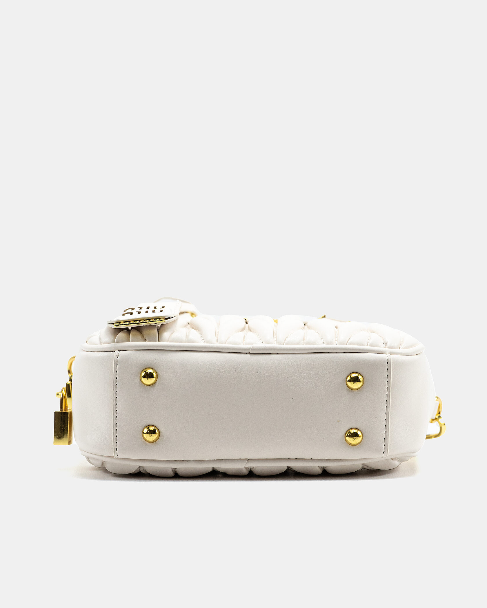 Miu Miu Arcadie Matelassé Nappa Leather Bag White - 11