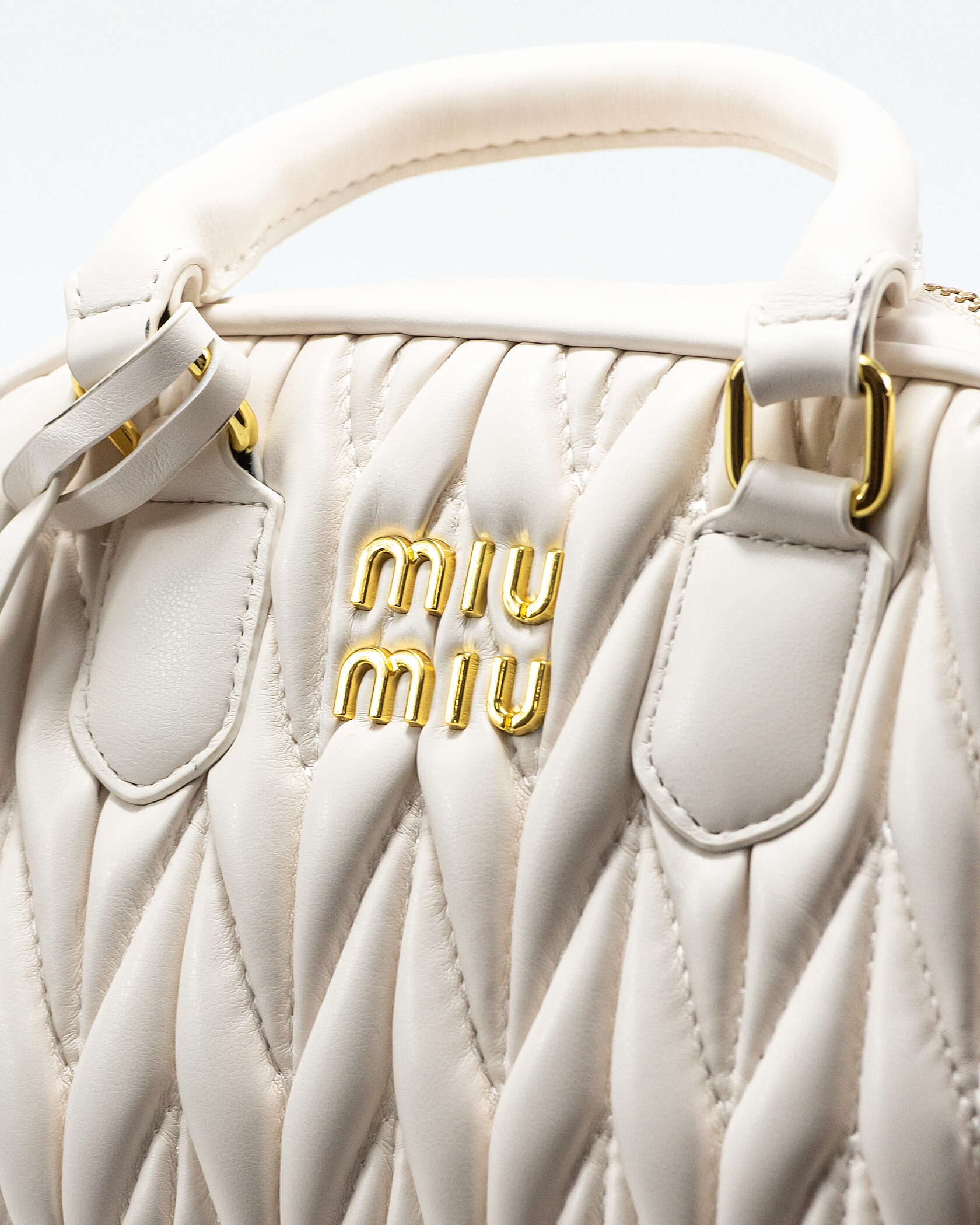 Miu Miu Arcadie Matelassé Nappa Leather Bag White - 6