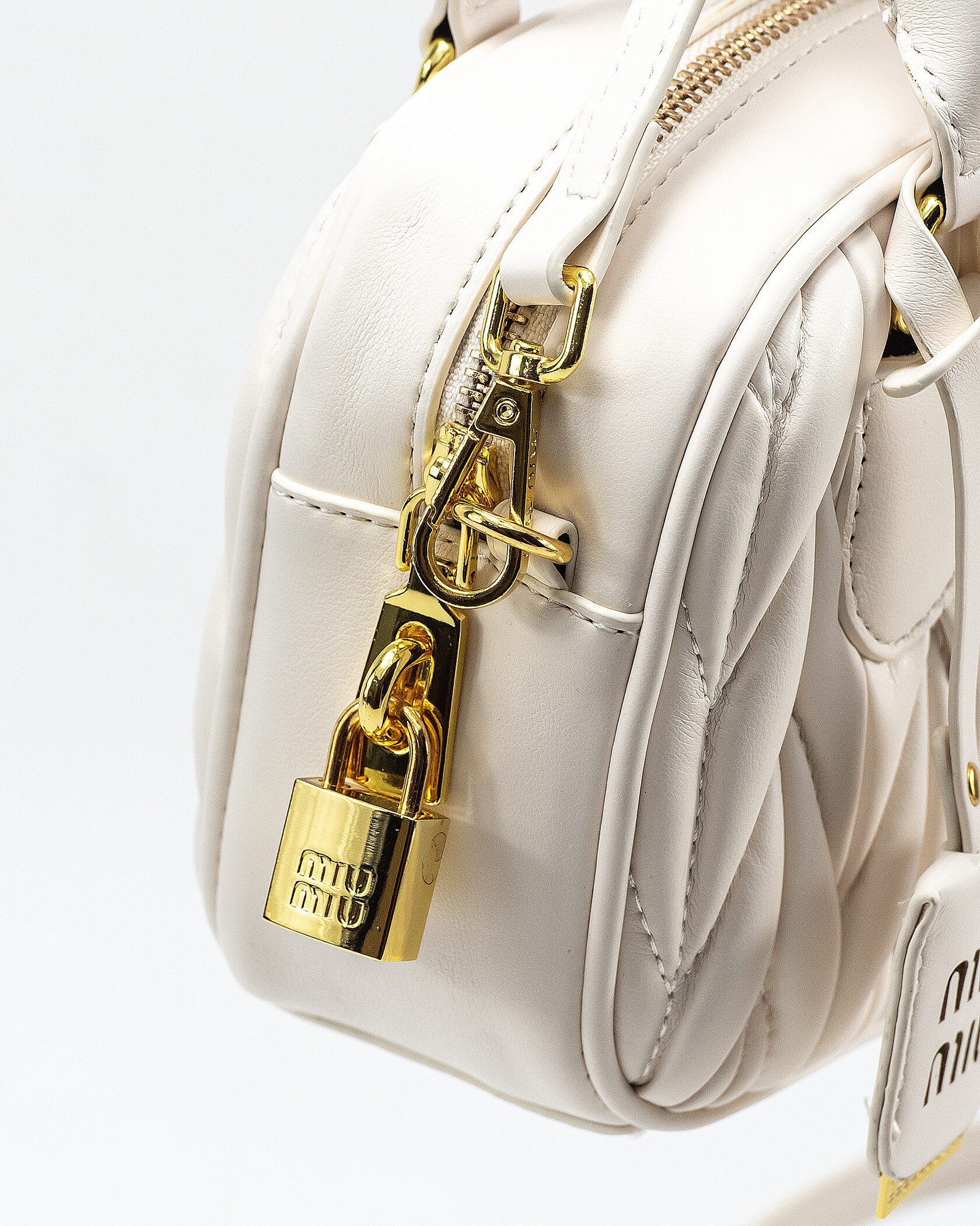 Miu Miu Arcadie Matelassé Nappa Leather Bag White - 8