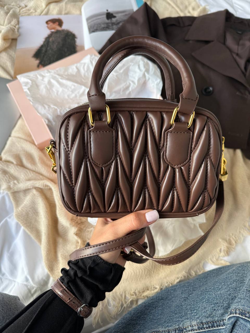Miu Miu Arcadie Matelassé Nappa Leather Bag - 8