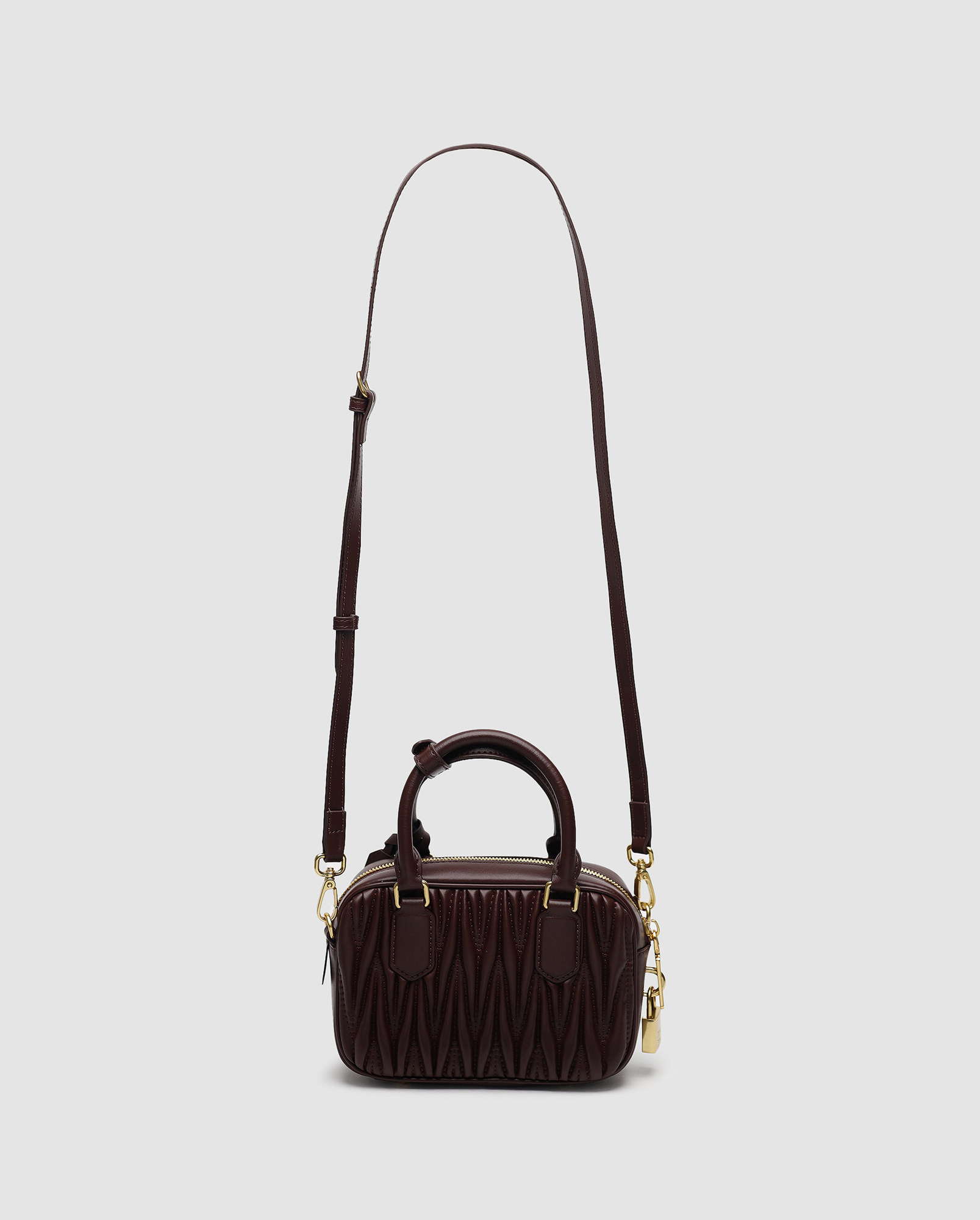 Miu Miu Arcadie Matelassé Nappa Leather Bag Burgundy - 8