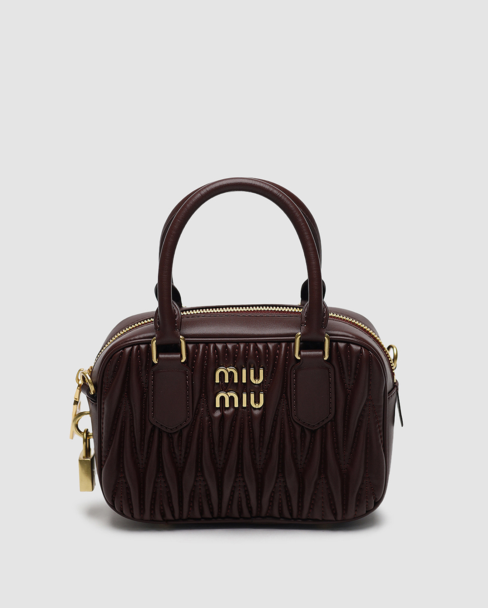 Miu Miu Arcadie Matelassé Nappa Leather Bag Burgundy - 6