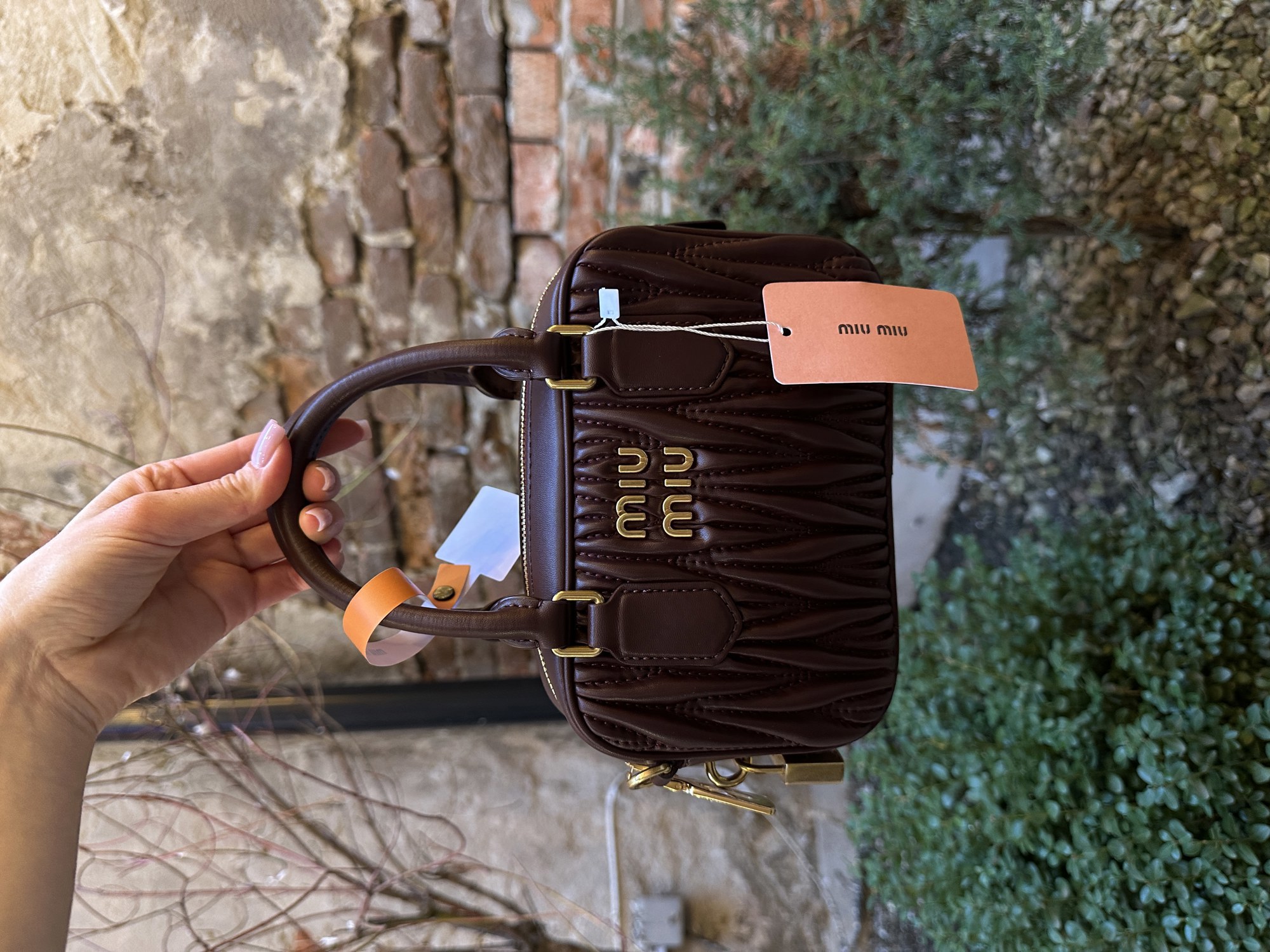 Miu Miu Arcadie Matelassé Nappa Leather Bag Burgundy - 4
