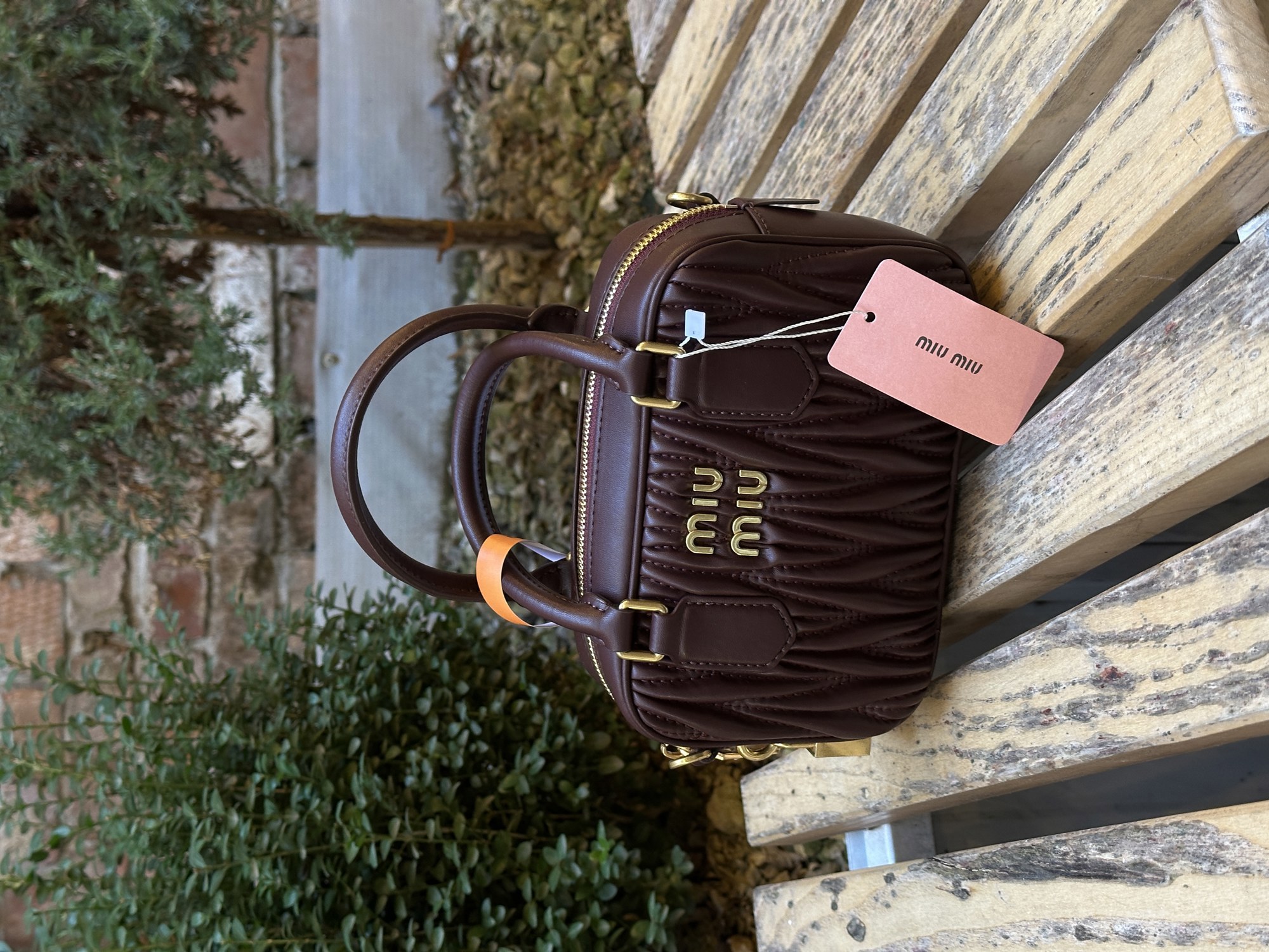 Miu Miu Arcadie Matelassé Nappa Leather Bag Burgundy - 3