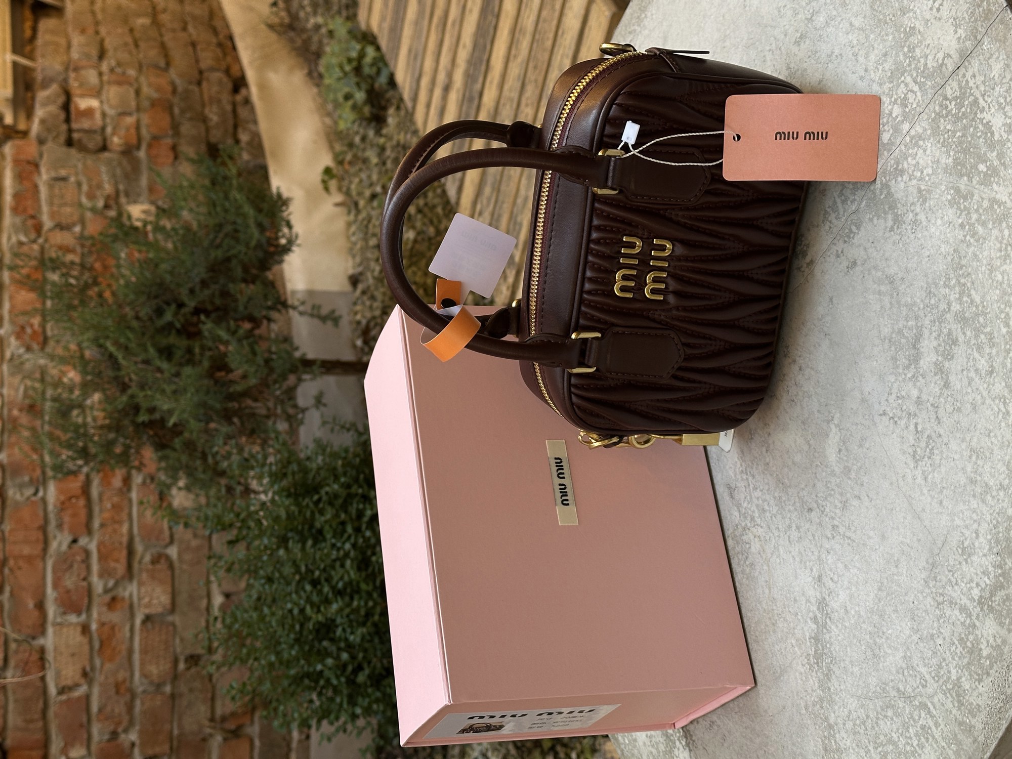 Miu Miu Arcadie Matelassé Nappa Leather Bag Burgundy - 2