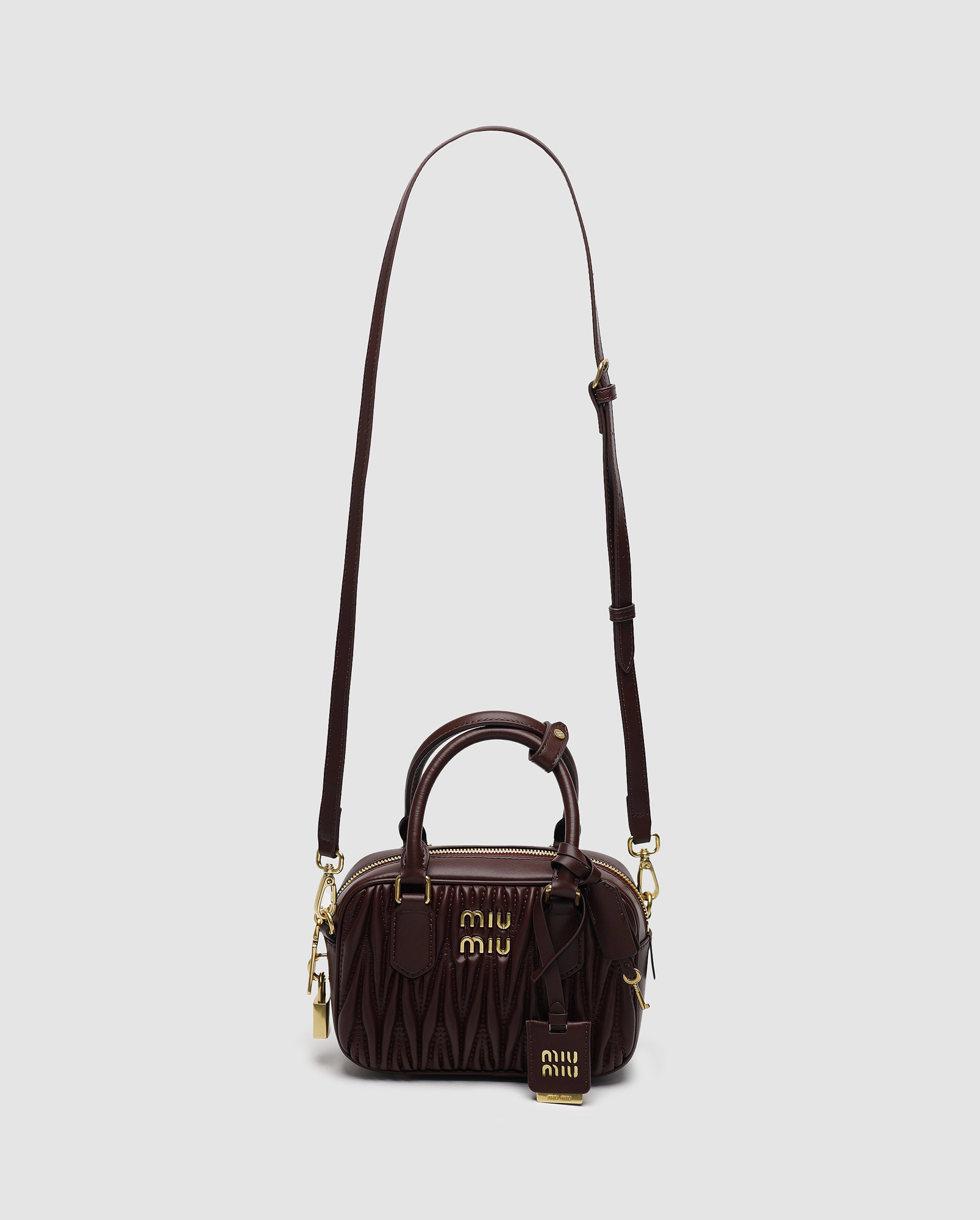 Miu Miu Arcadie Matelassé Nappa Leather Bag Burgundy - 7