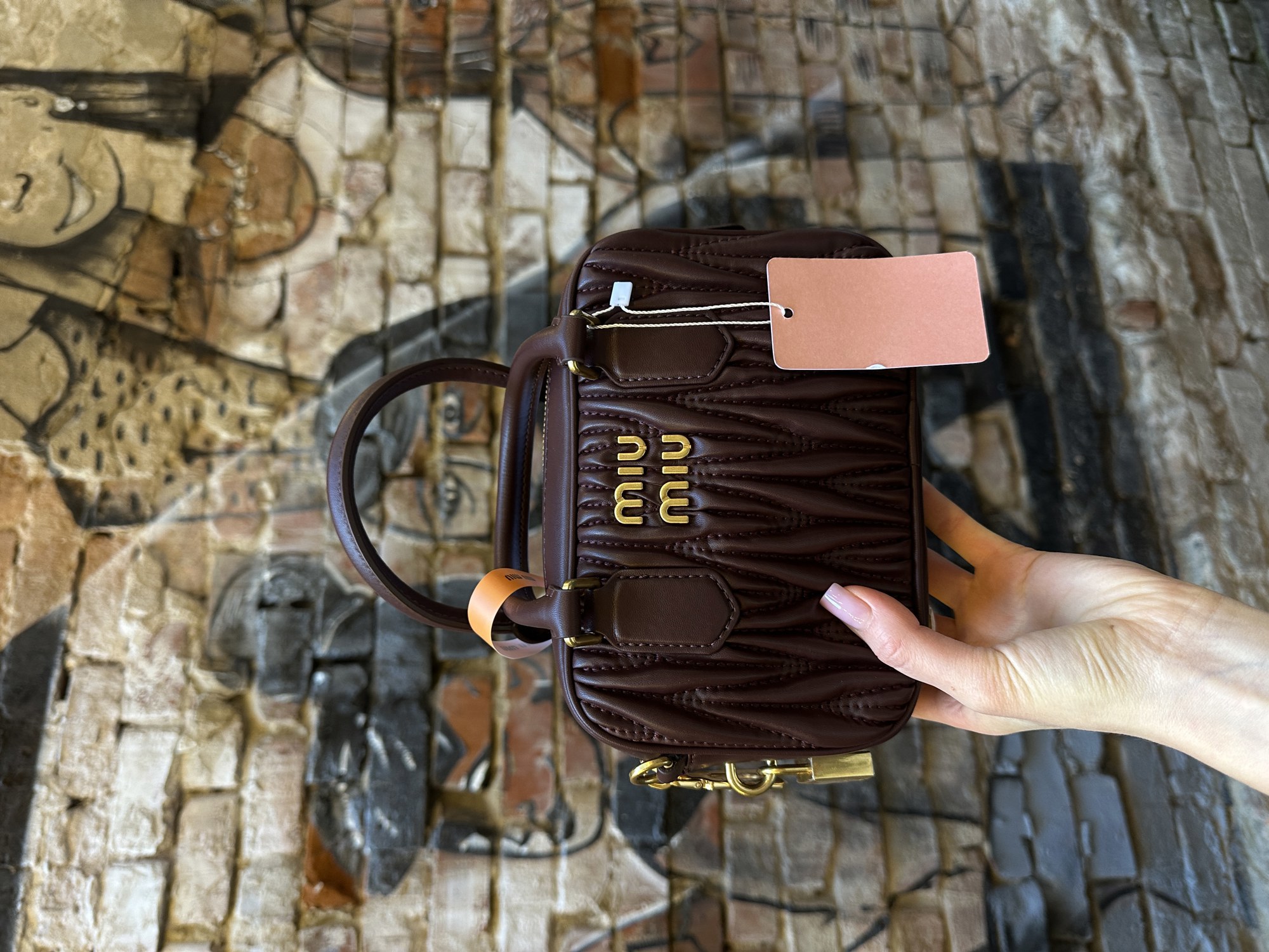 Miu Miu Arcadie Matelassé Nappa Leather Bag Burgundy - 5