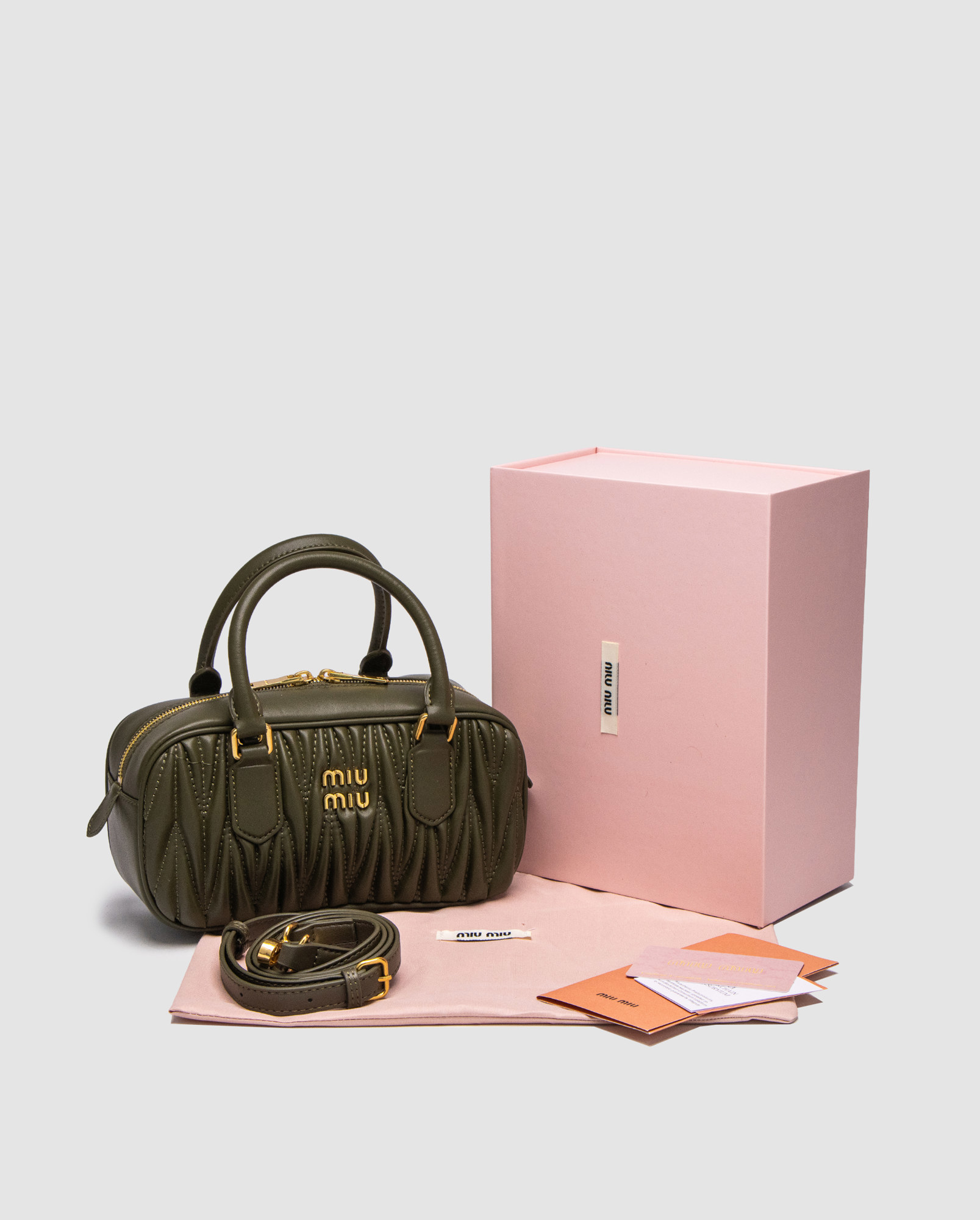 Miu Miu Arcadie Matelassé Nappa Leather Bag Green - 7