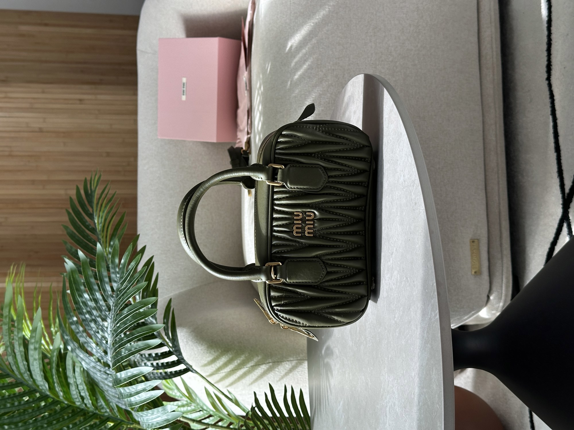 Miu Miu Arcadie Matelassé Nappa Leather Bag Green - 10