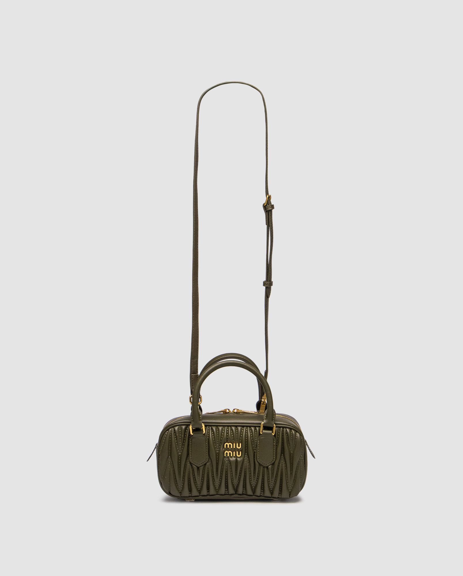 Miu Miu Arcadie Matelassé Nappa Leather Bag Green - 3