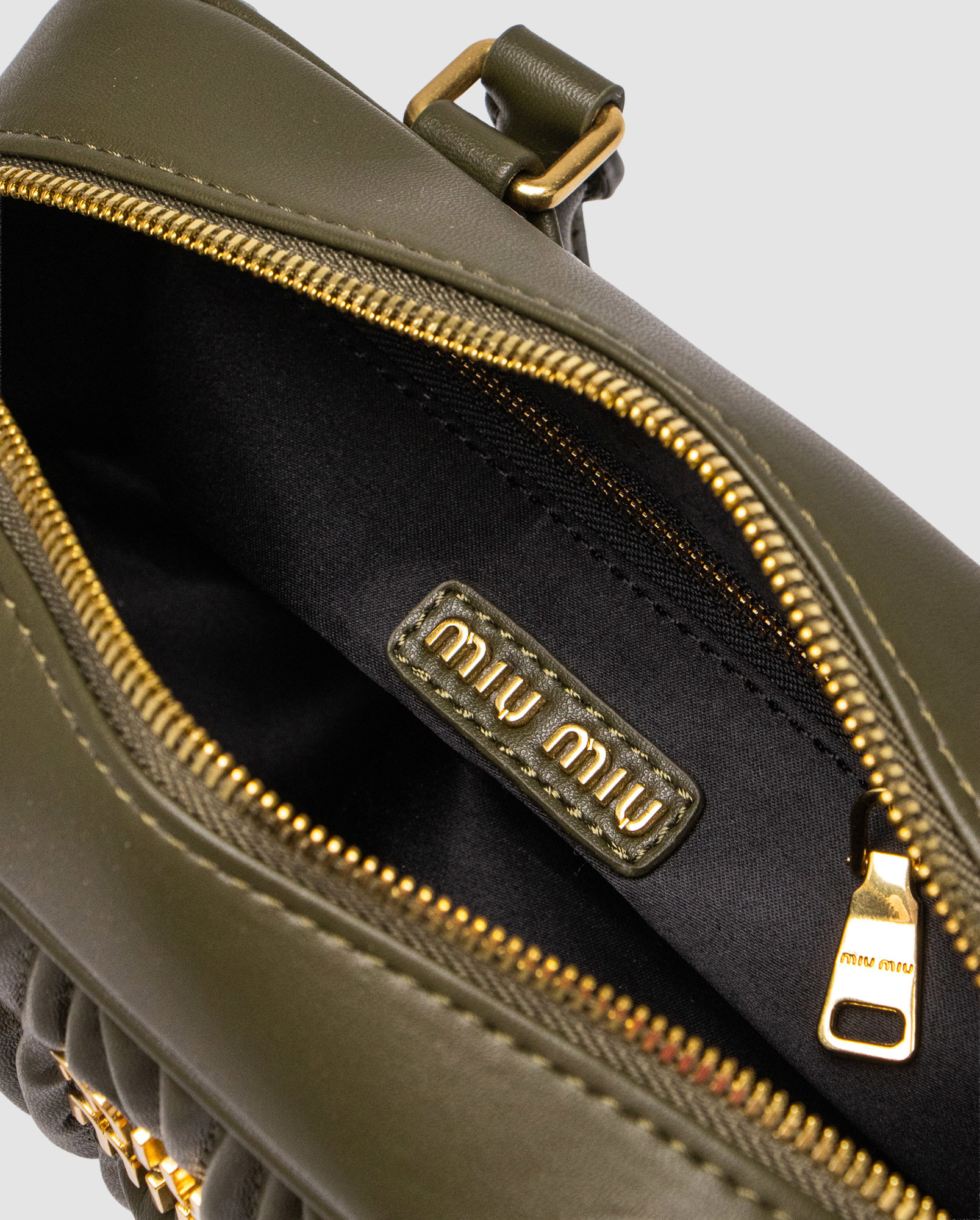 Miu Miu Arcadie Matelassé Nappa Leather Bag Green - 6
