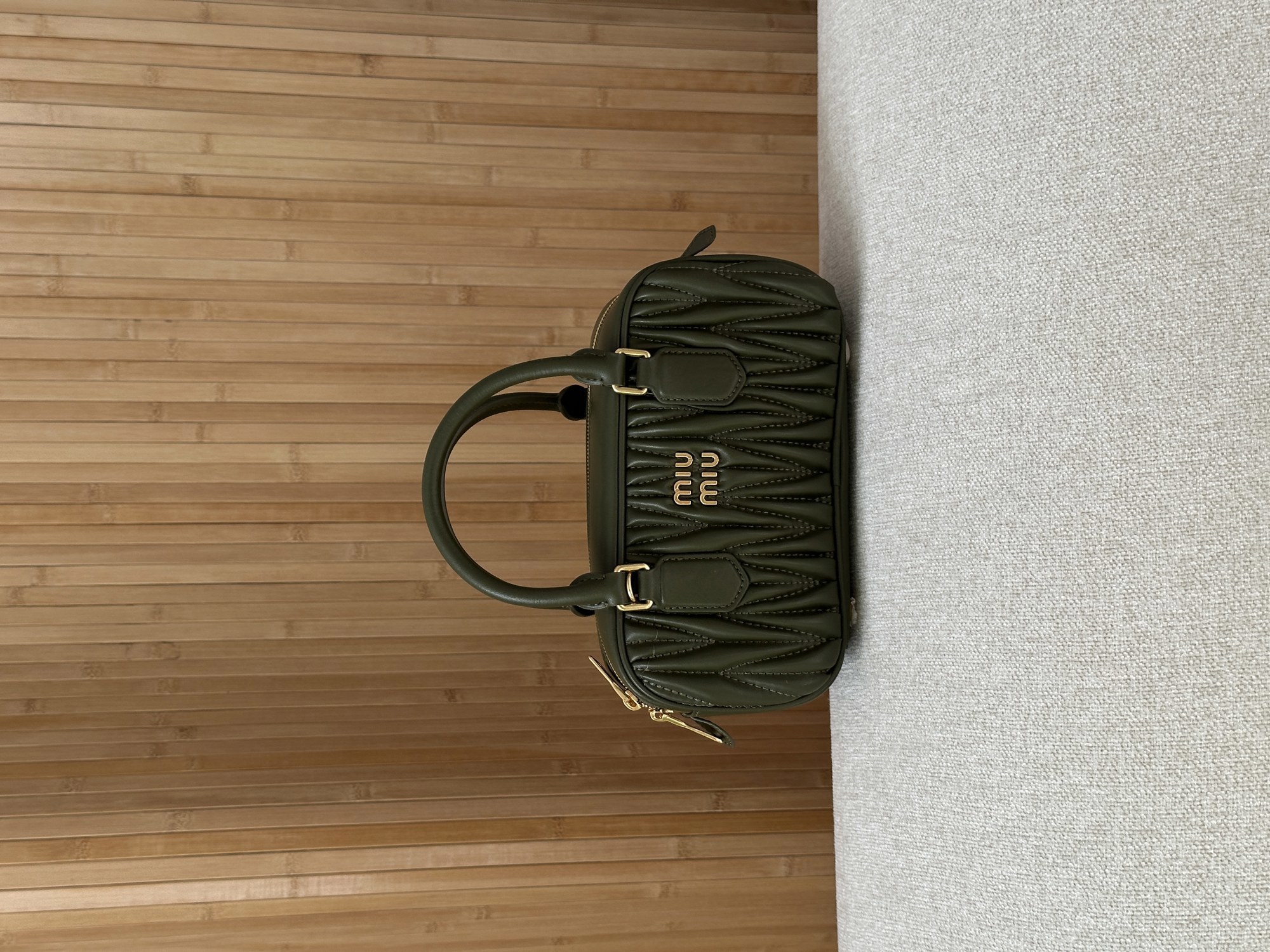 Miu Miu Arcadie Matelassé Nappa Leather Bag Green - 11