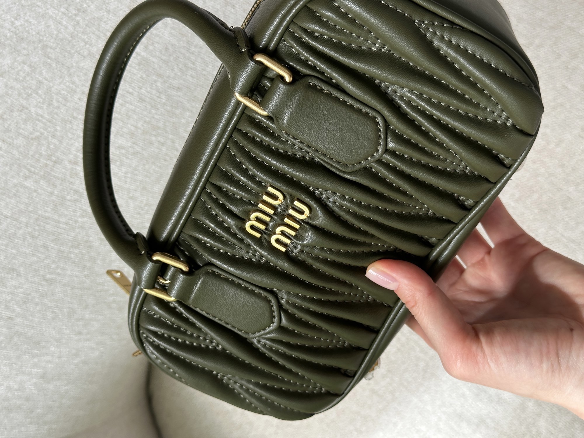 Miu Miu Arcadie Matelassé Nappa Leather Bag Green - 15