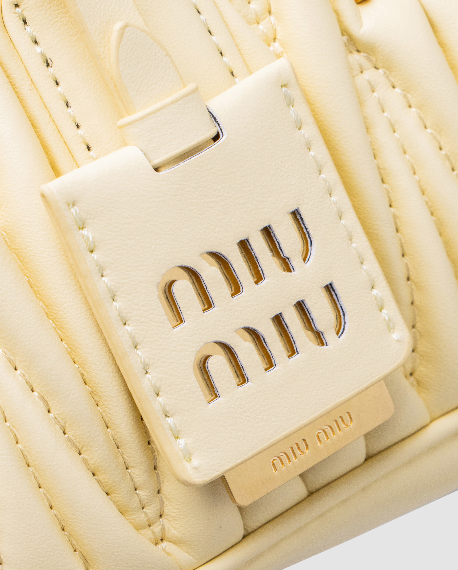 Miu Miu Arcadie Matelassé Nappa Leather Bag Yellow - 6