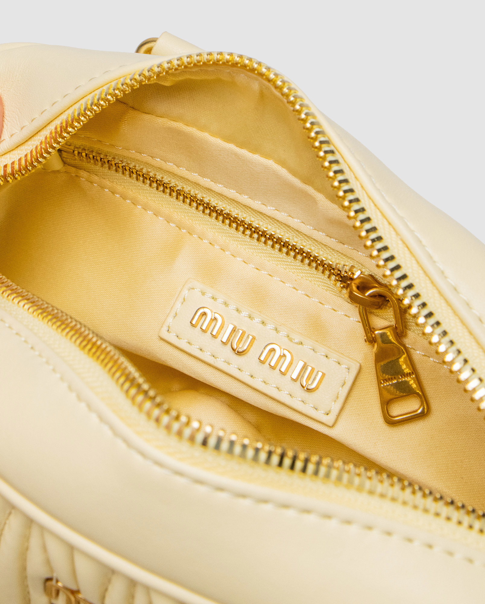 Miu Miu Arcadie Matelassé Nappa Leather Bag Yellow - 7