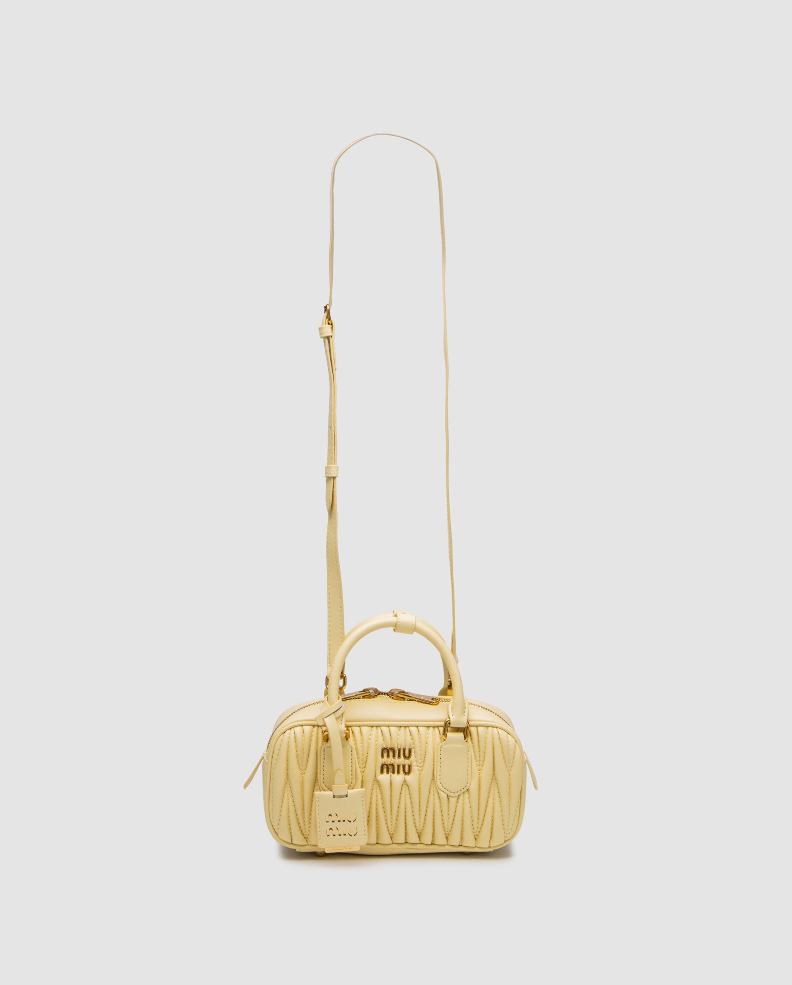Miu Miu Arcadie Matelassé Nappa Leather Bag Yellow - 3