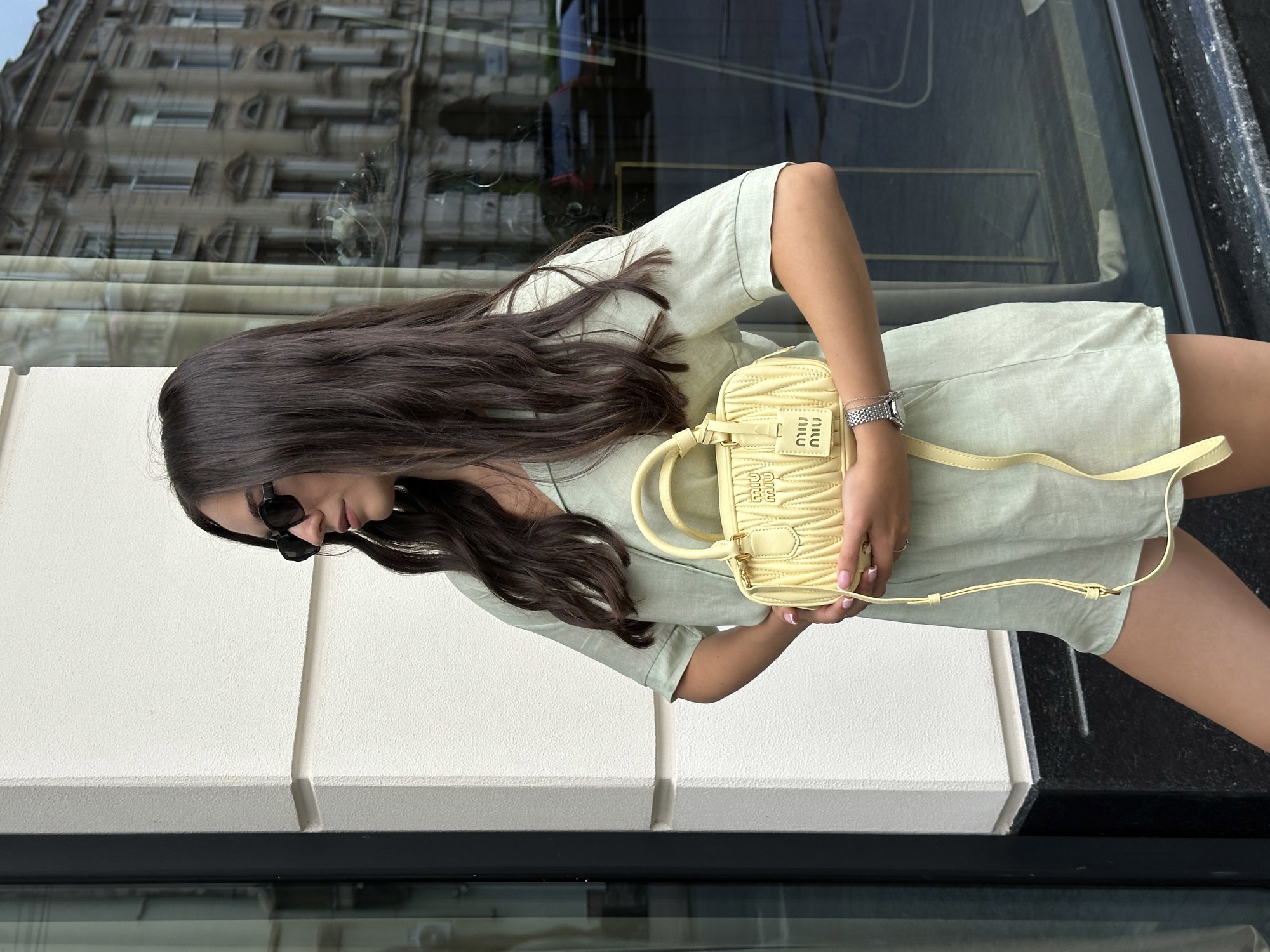 Miu Miu Arcadie Matelassé Nappa Leather Bag Yellow - 11
