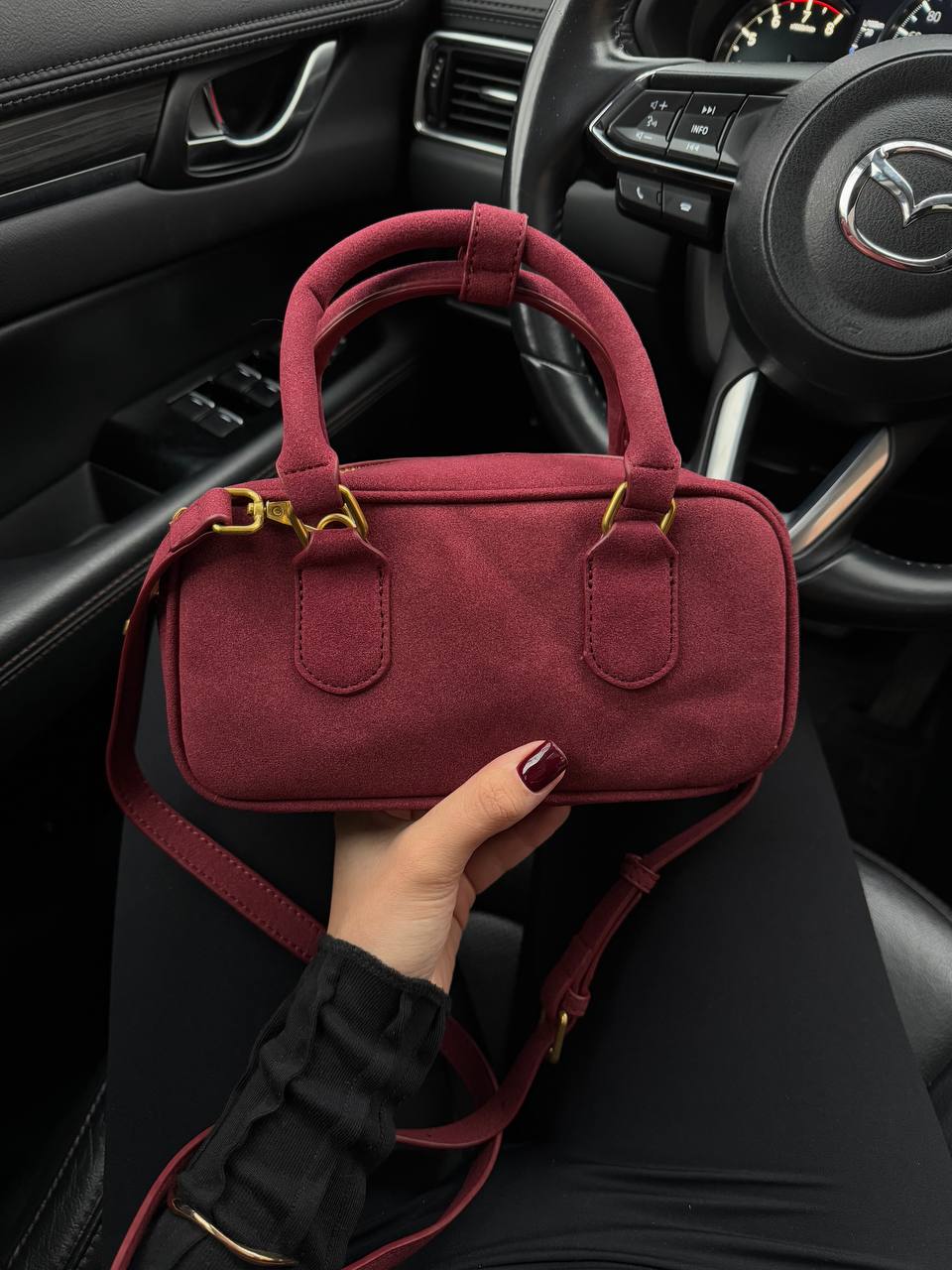 Miu Miu Arcadie Suede Bag Burgundy - 2