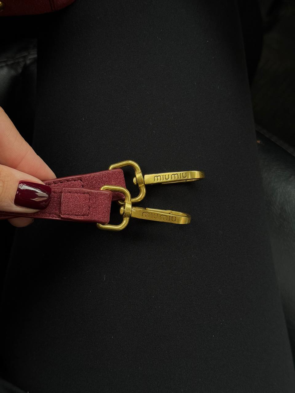 Miu Miu Arcadie Suede Bag Burgundy - 6