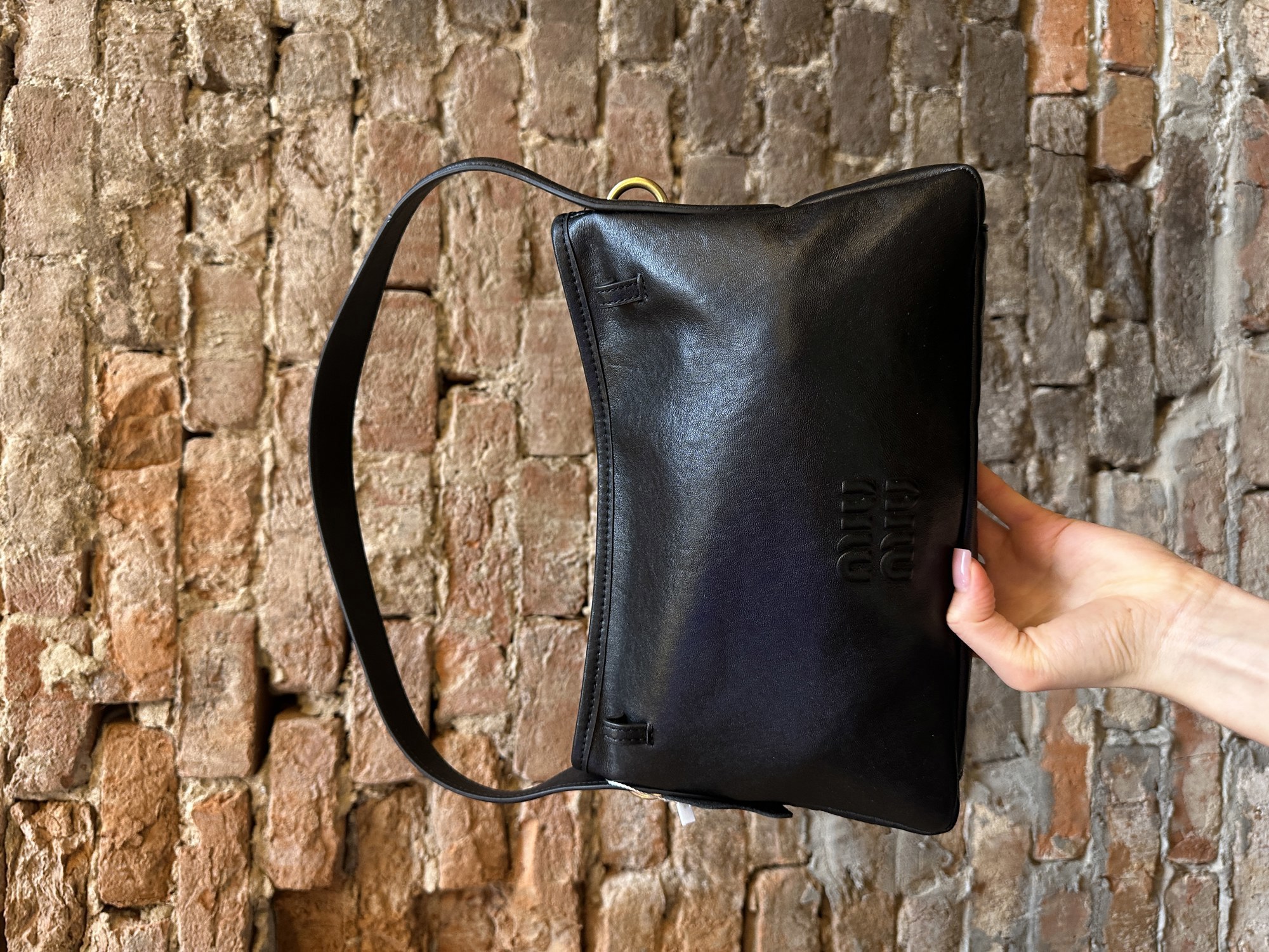 Miu Miu Aventure Nappa Leather Bag Black - 2