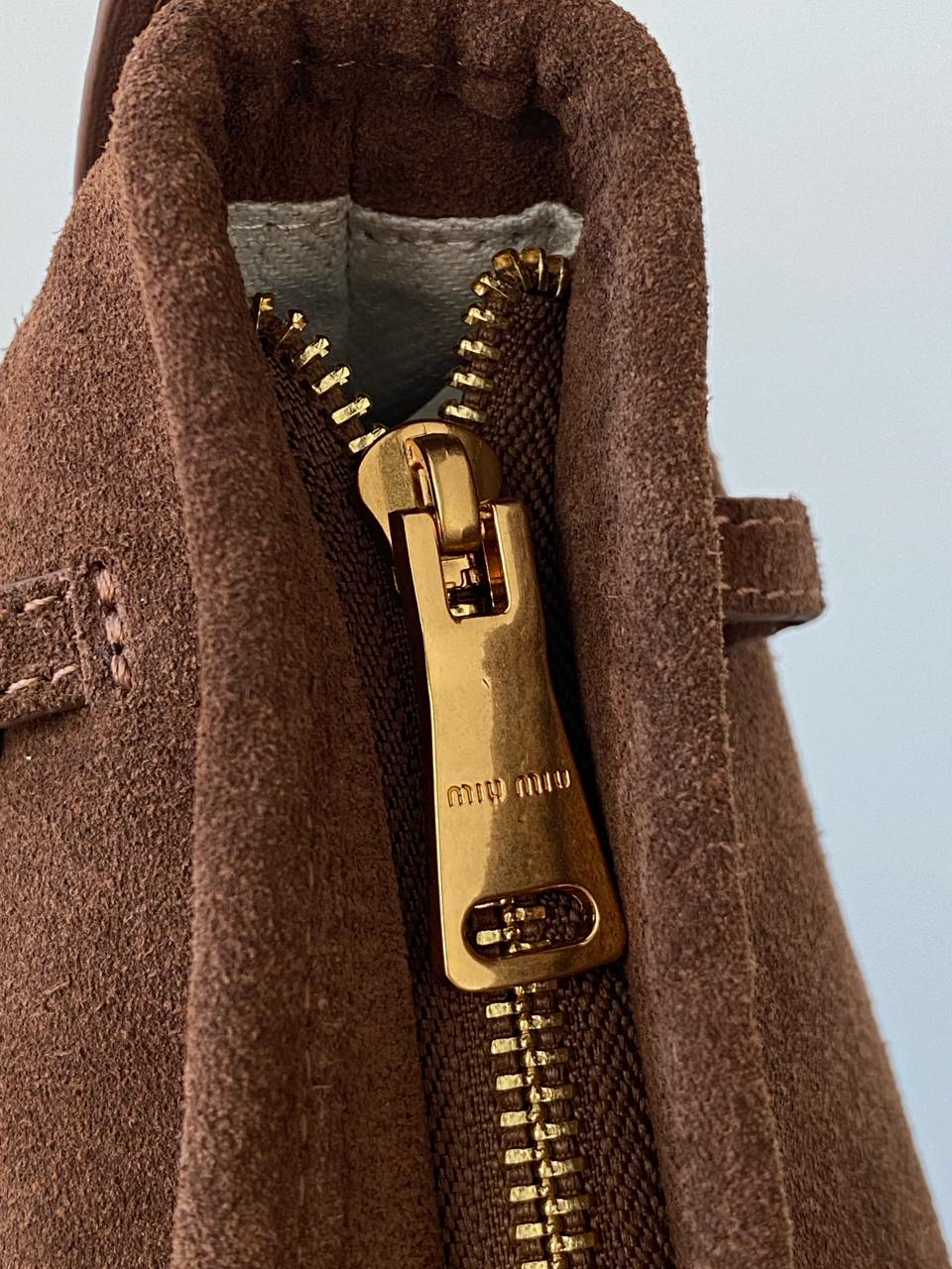 Miu Miu Aventure Nappa Leather Bag Brown Suede - 10