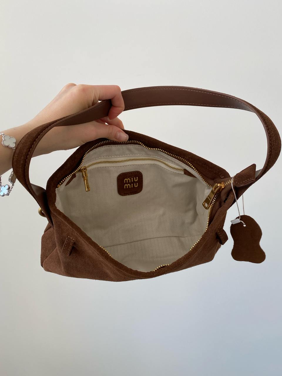Miu Miu Aventure Nappa Leather Bag Brown Suede - 12