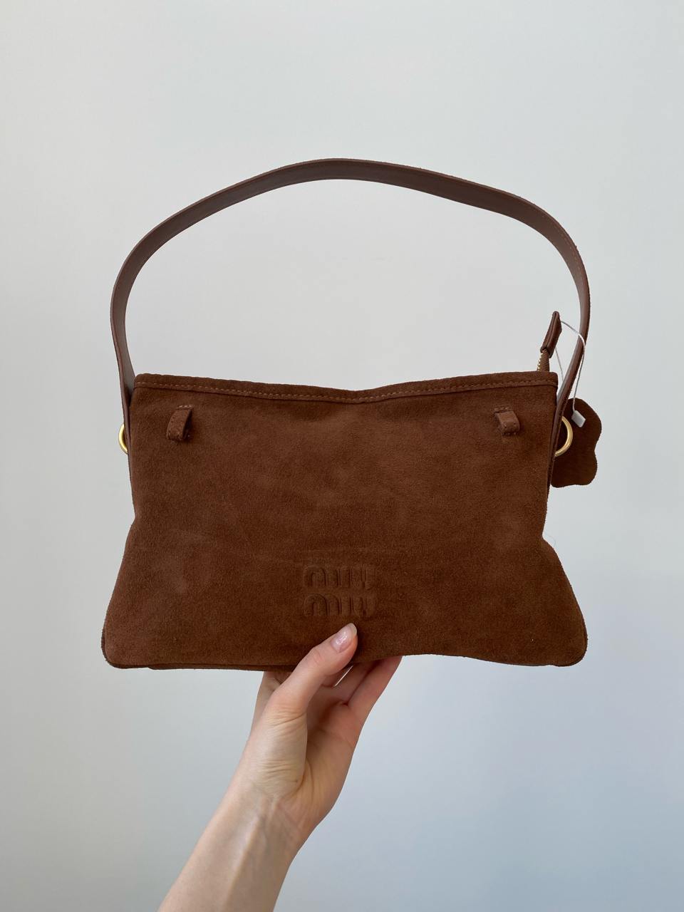 Miu Miu Aventure Nappa Leather Bag Brown Suede - 4