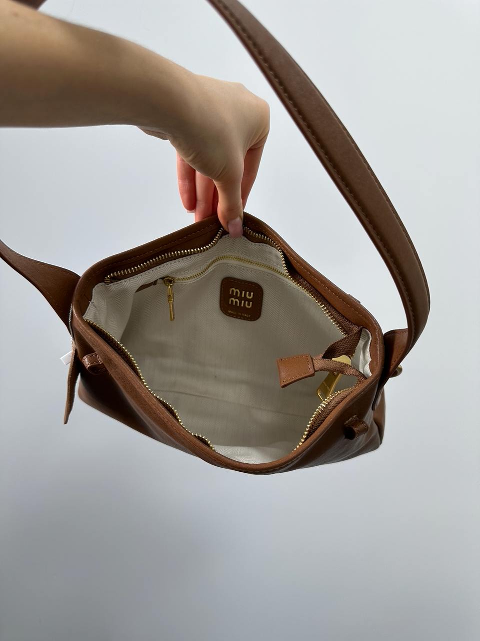 Miu Miu Aventure Nappa Leather Bag Brown - 9