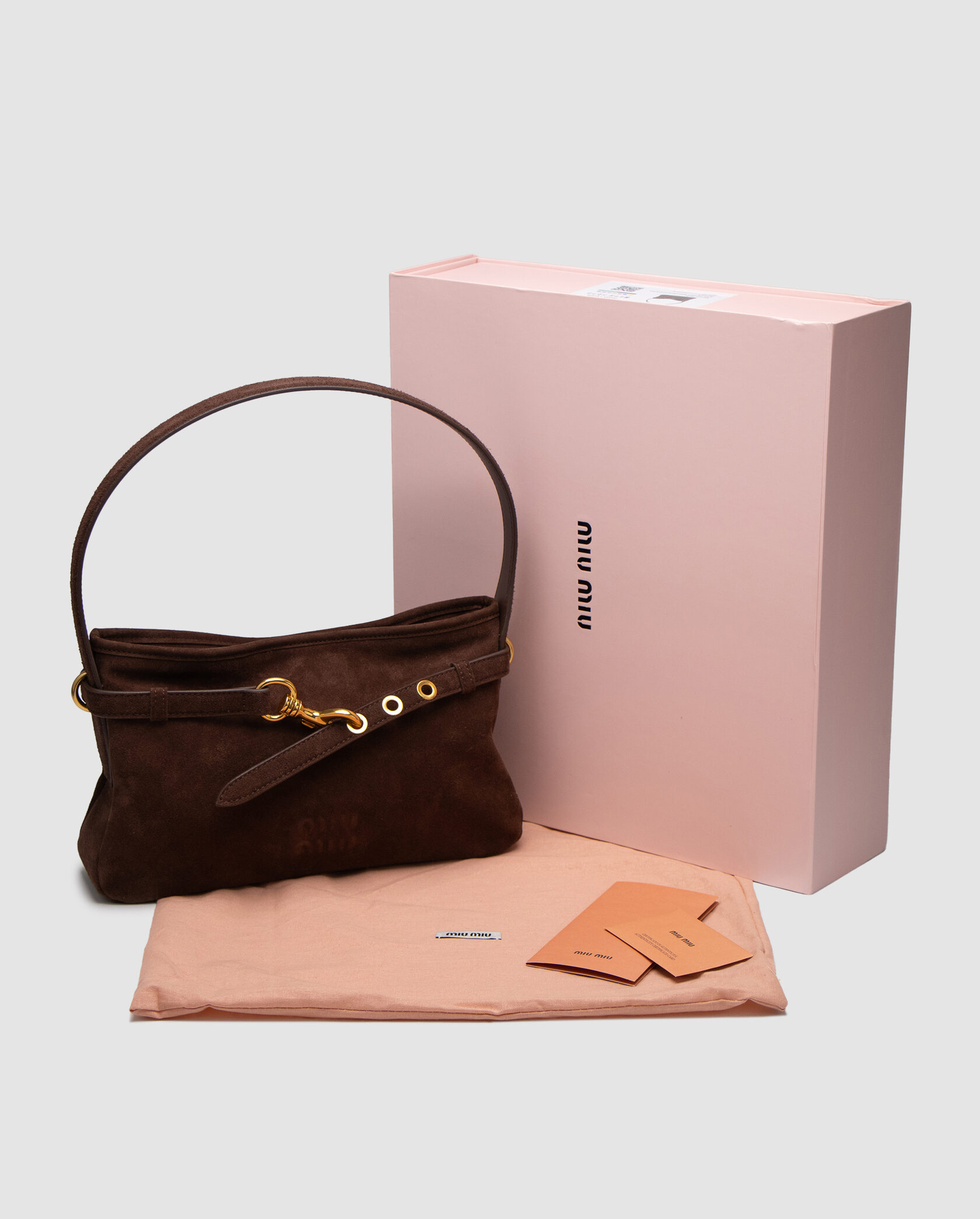 Miu Miu Aventure Nappa Leather Bag Chocolate Suede - 2