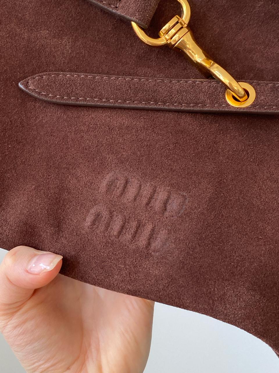 Miu Miu Aventure Nappa Leather Bag Chocolate Suede - 7