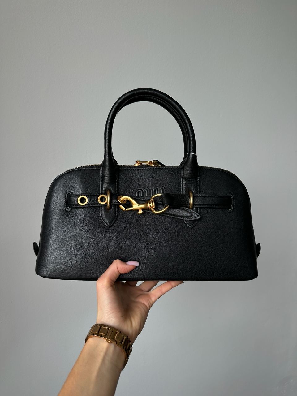 Miu Miu Aventure Nappa Leather Top-Handle Bag Black - 2