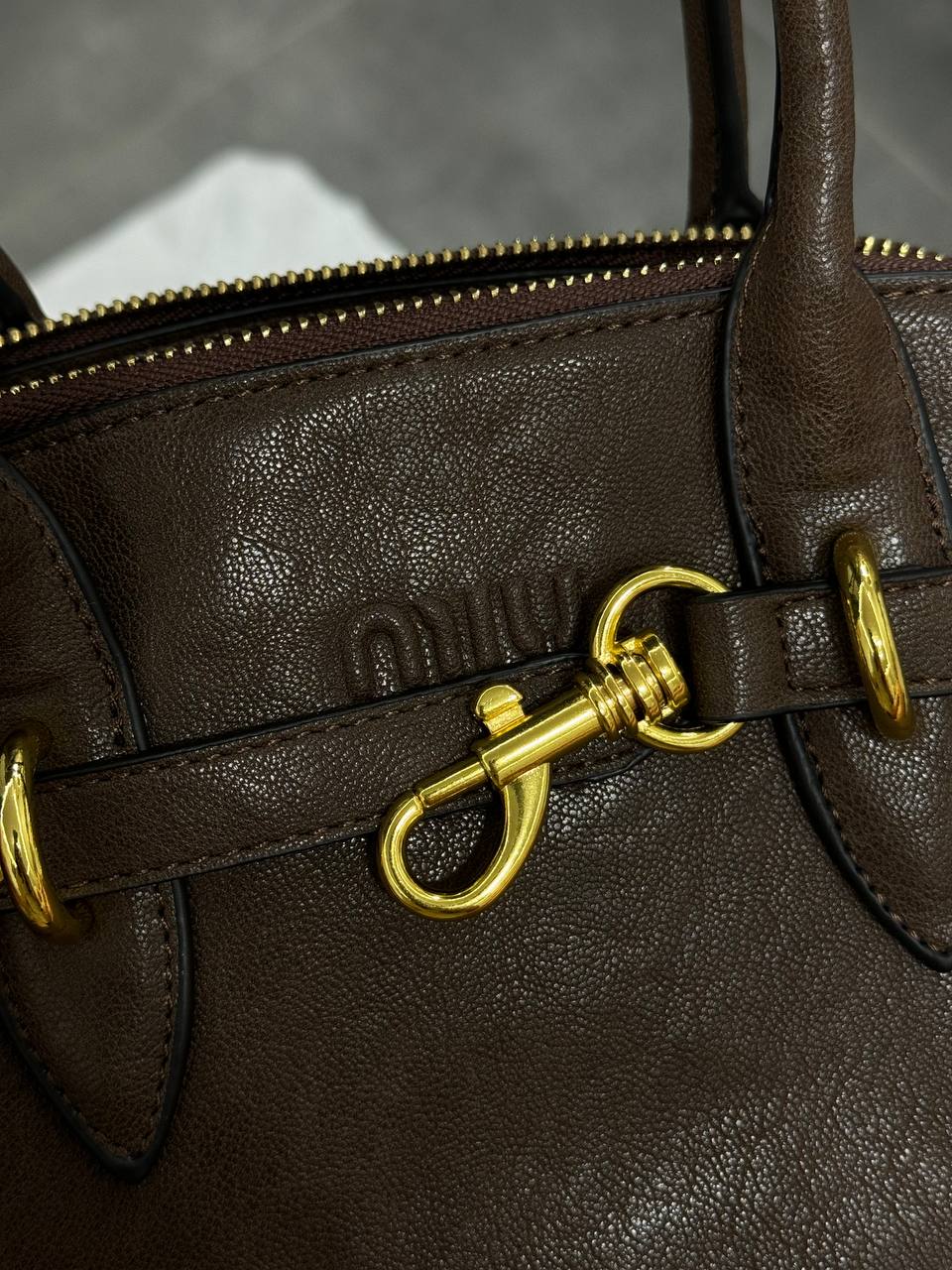 Miu Miu Aventure Nappa Leather Top-Handle Bag Brown - 6