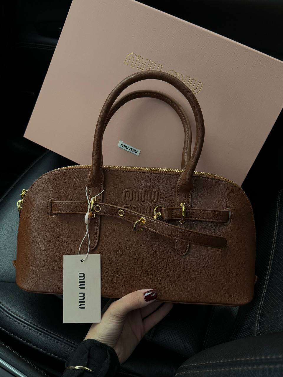 Miu Miu Aventure Nappa Leather Top-Handle Bag Brown - 3