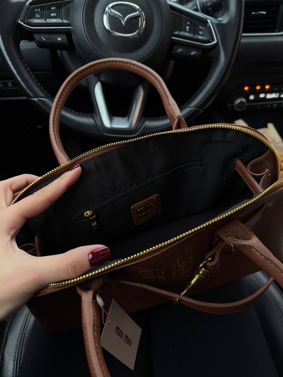 Miu Miu Aventure Nappa Leather Top-Handle Bag Brown - 8