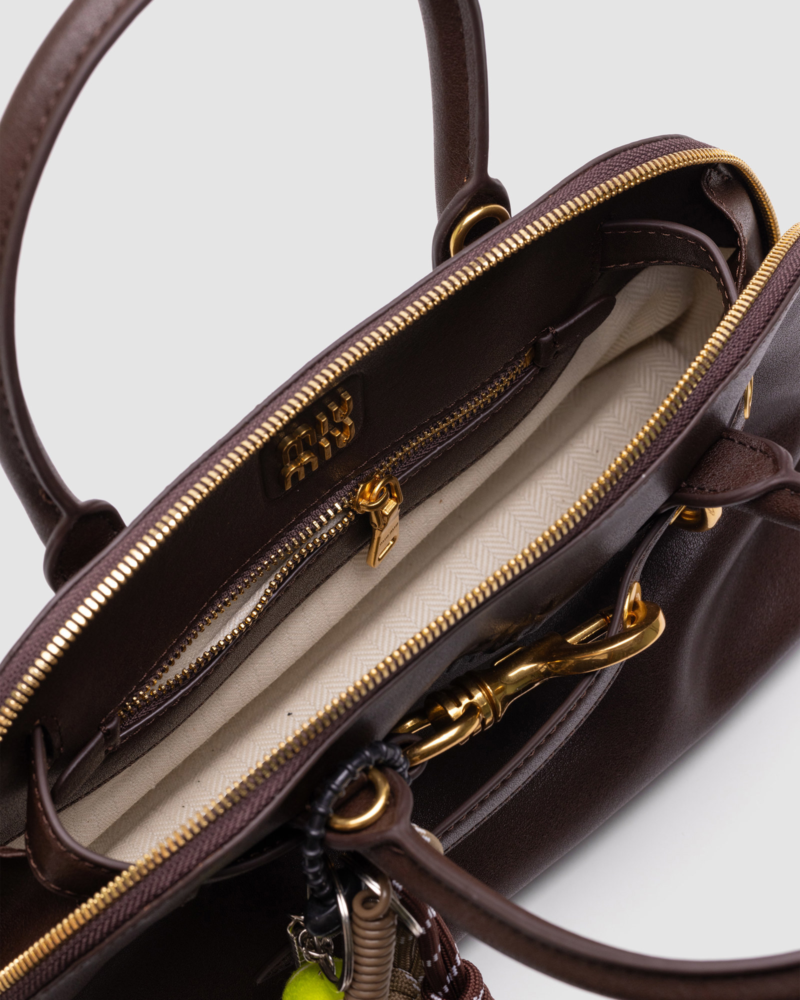 Miu Miu Aventure Nappa Leather Top-Handle Bag Brown - 4